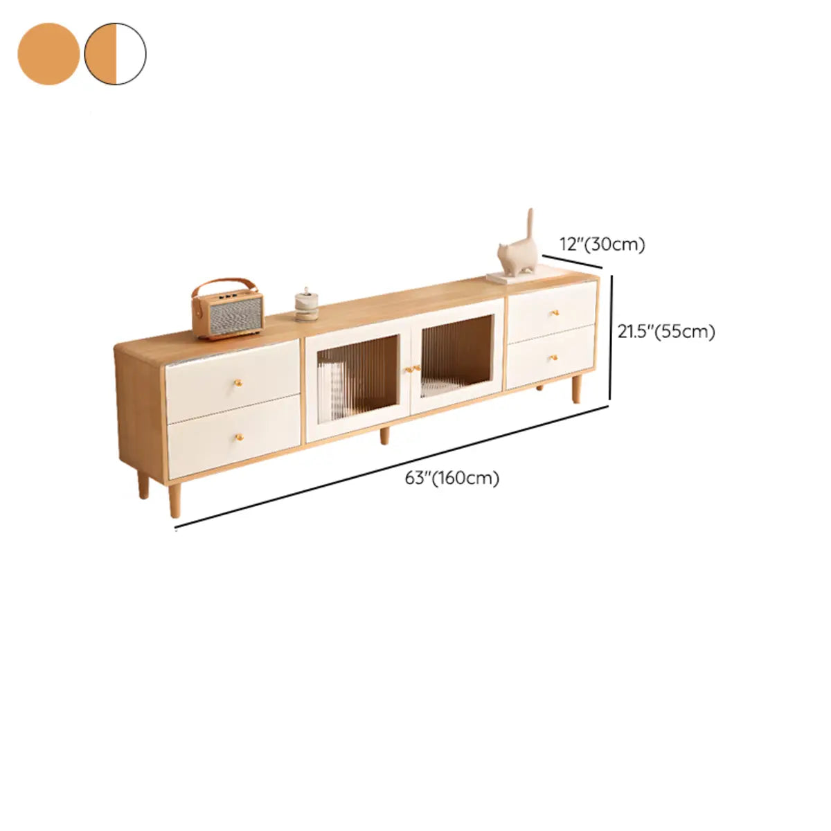 Scandinavian Rubberwood Enclosed Storage TV Stand Image - 14
