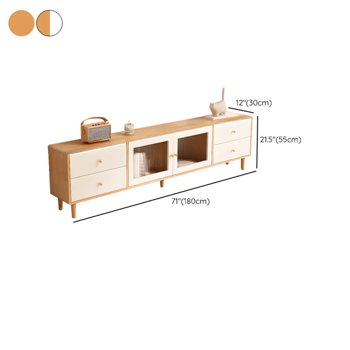 Scandinavian Rubberwood Enclosed Storage TV Stand Image - 15