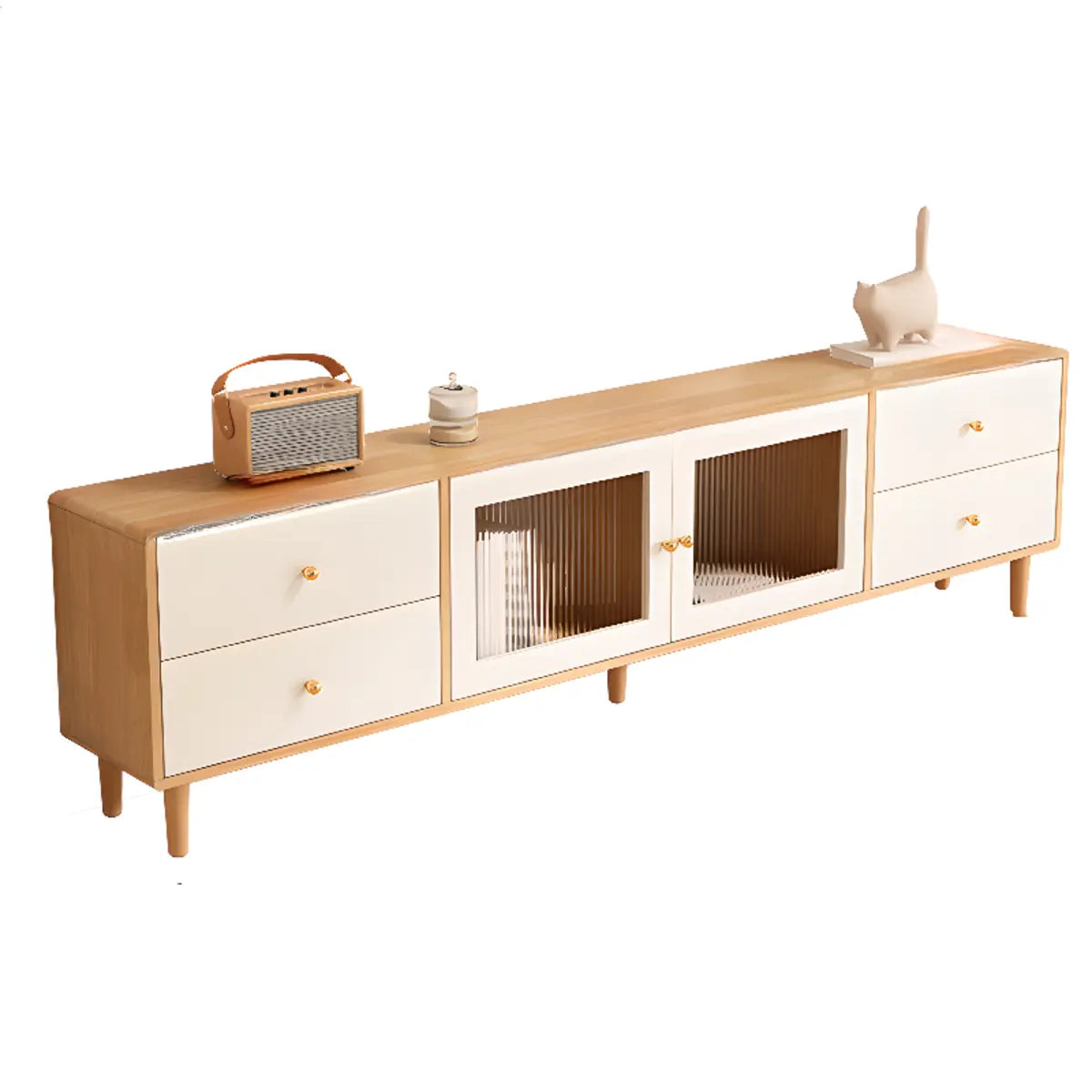 Scandinavian Rubberwood Enclosed Storage TV Stand Image - 5