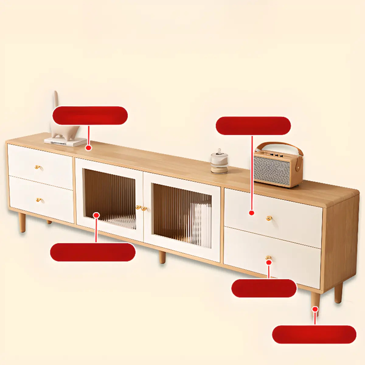 Scandinavian Rubberwood Enclosed Storage TV Stand Image - 9