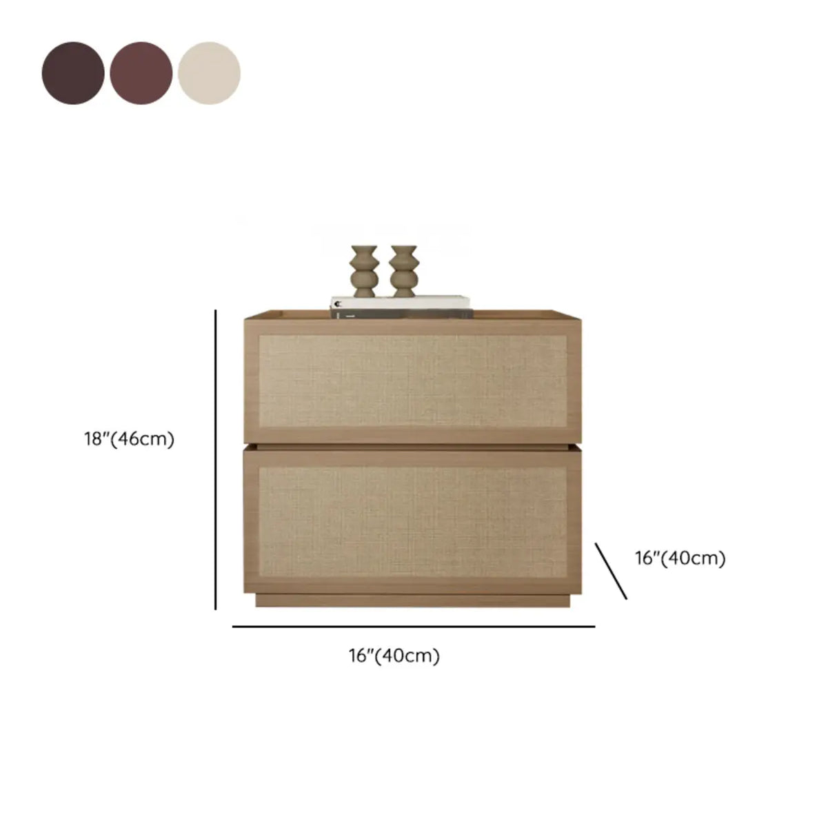 Scandinavian Rustic Wood 2-Drawer Natural Finish Nightstand