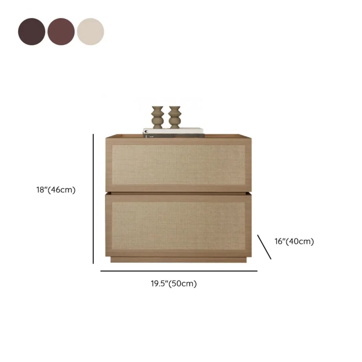 Scandinavian Rustic Wood 2-Drawer Natural Finish Nightstand Image - 11