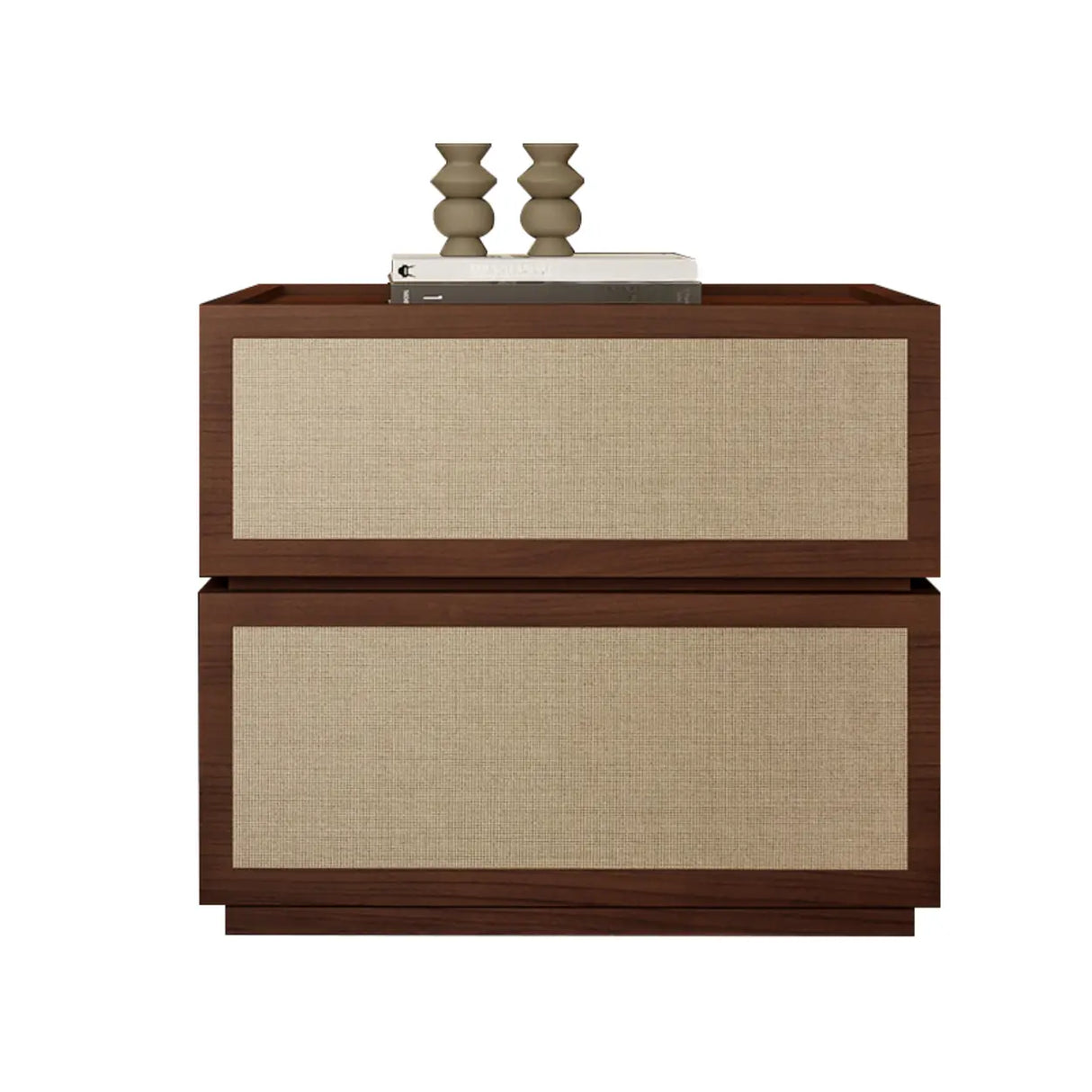 Scandinavian Rustic Wood 2-Drawer Natural Finish Nightstand Image - 3