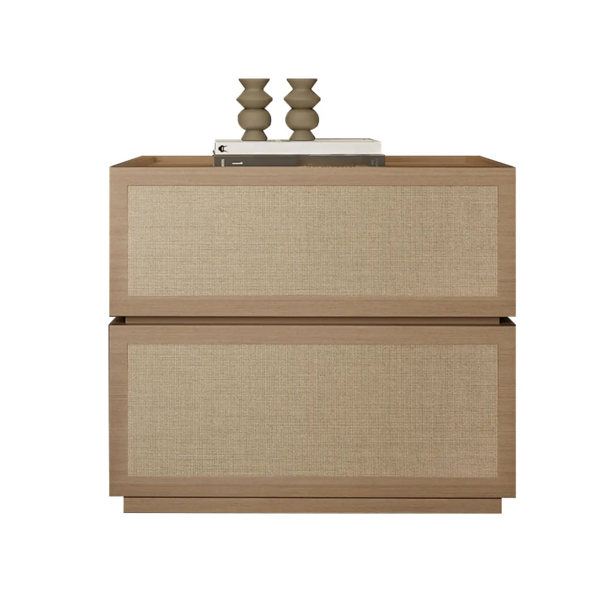 Scandinavian Rustic Wood 2-Drawer Natural Finish Nightstand Image - 5