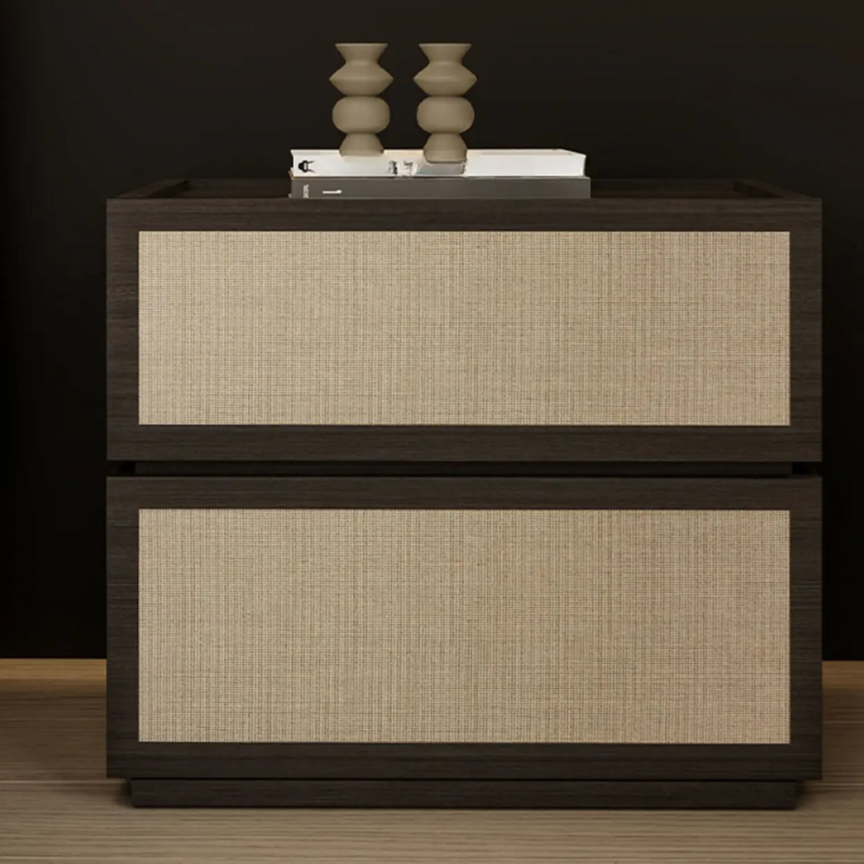 Scandinavian Rustic Wood 2-Drawer Natural Finish Nightstand Image - 7