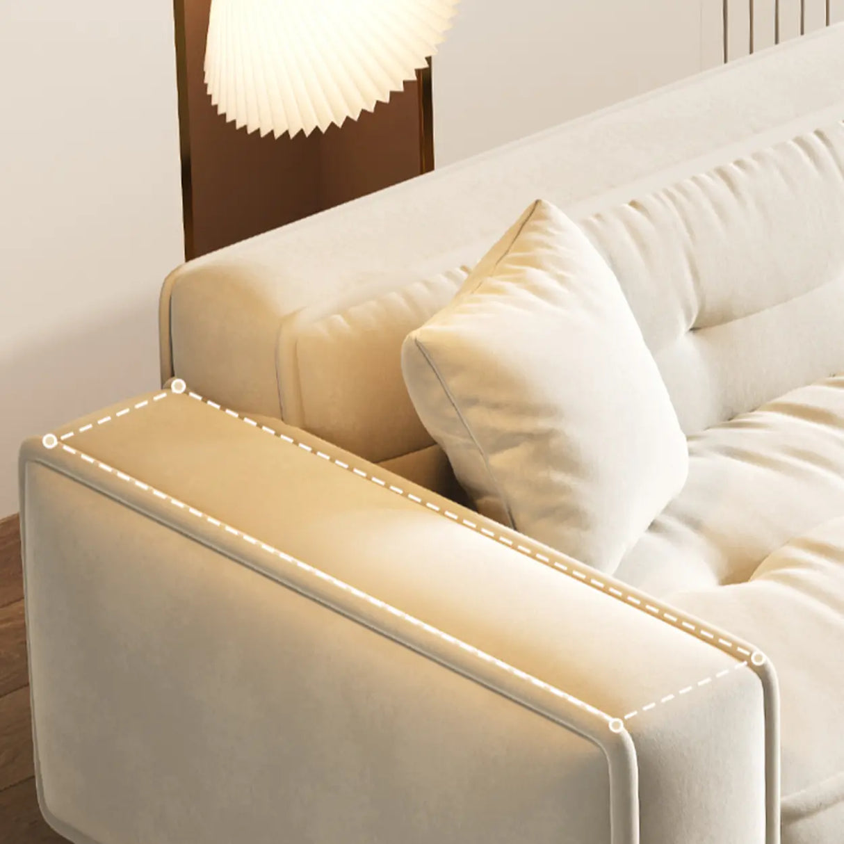 Scandinavian Sherpa Fabric Square Arm Tufted Back Sofa Image - 8