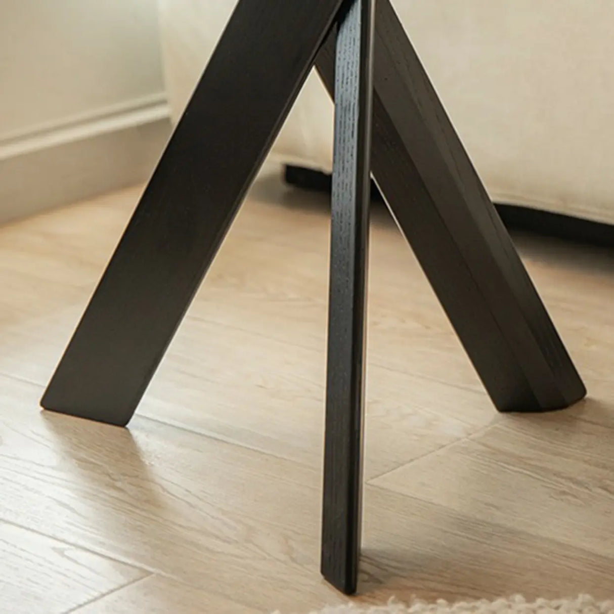 Scandinavian Small Wood Tripod Cross Legs Side Table Image - 13