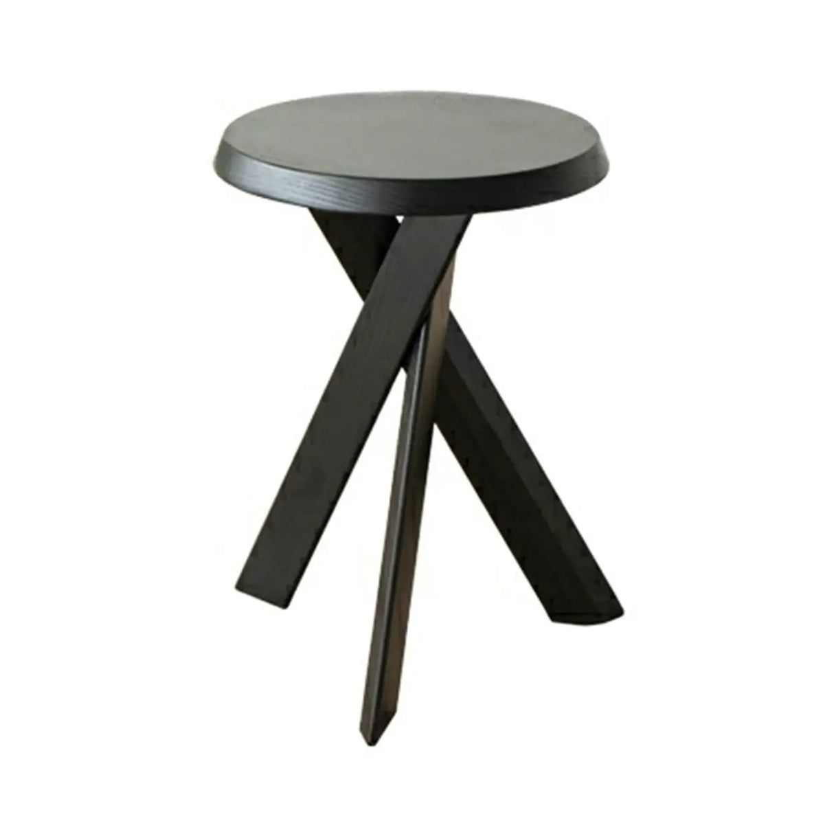 Scandinavian Small Wood Tripod Cross Legs Side Table Image - 5