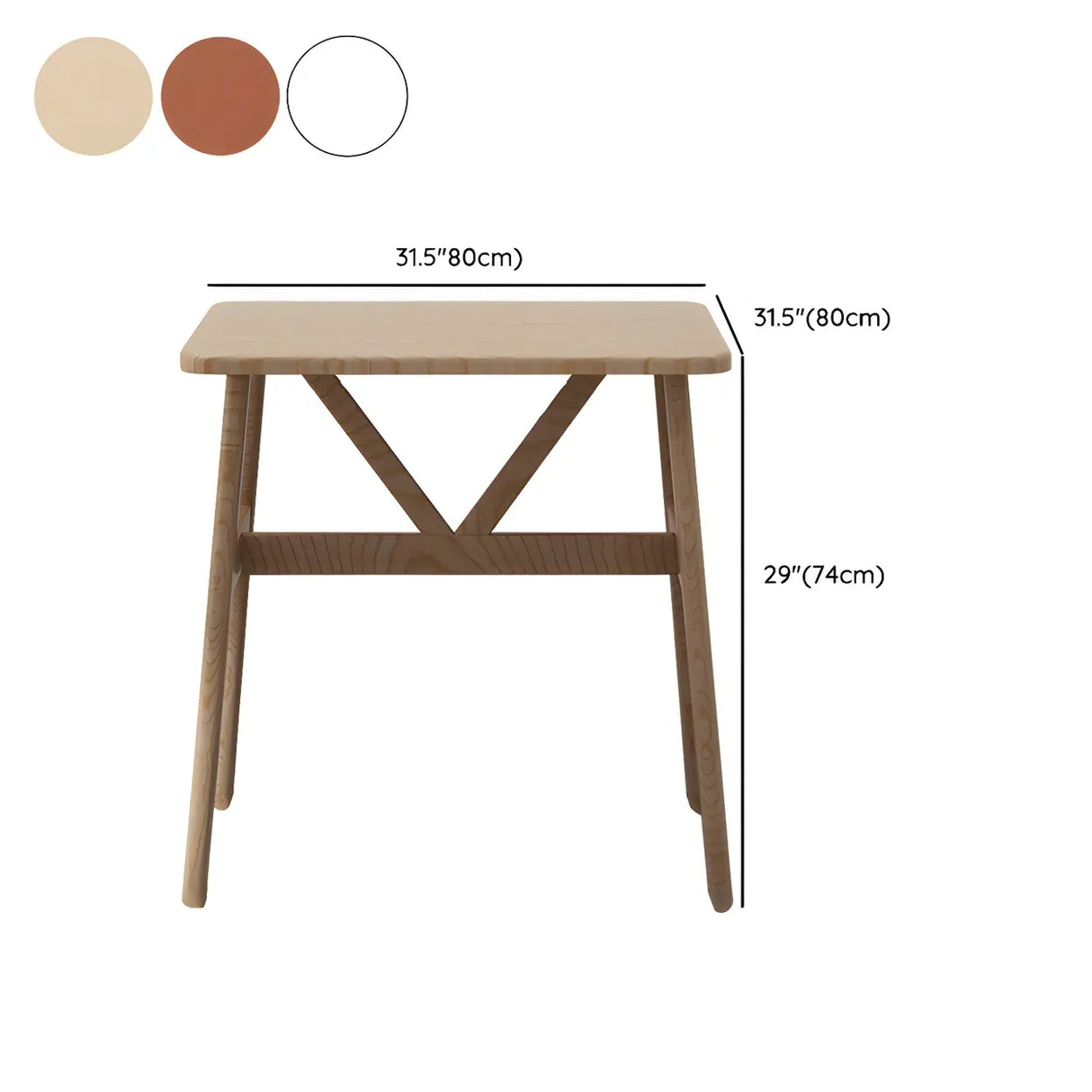 Scandinavian Square Wooden Natural Dining Table Image - 16