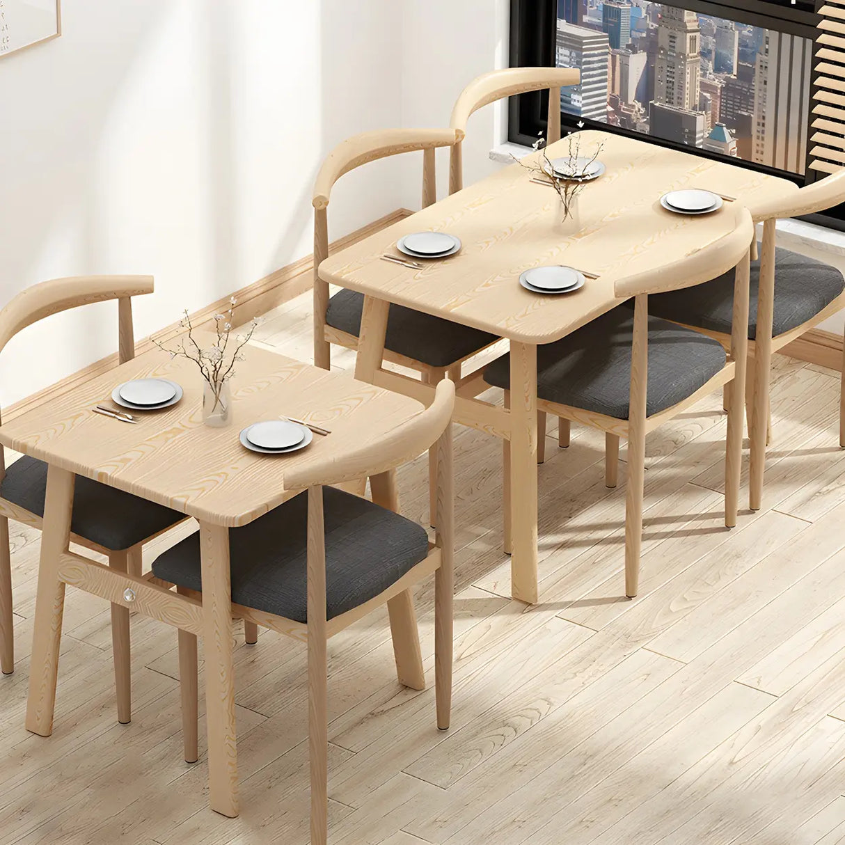 Scandinavian Square Wooden Natural Dining Table Image - 1