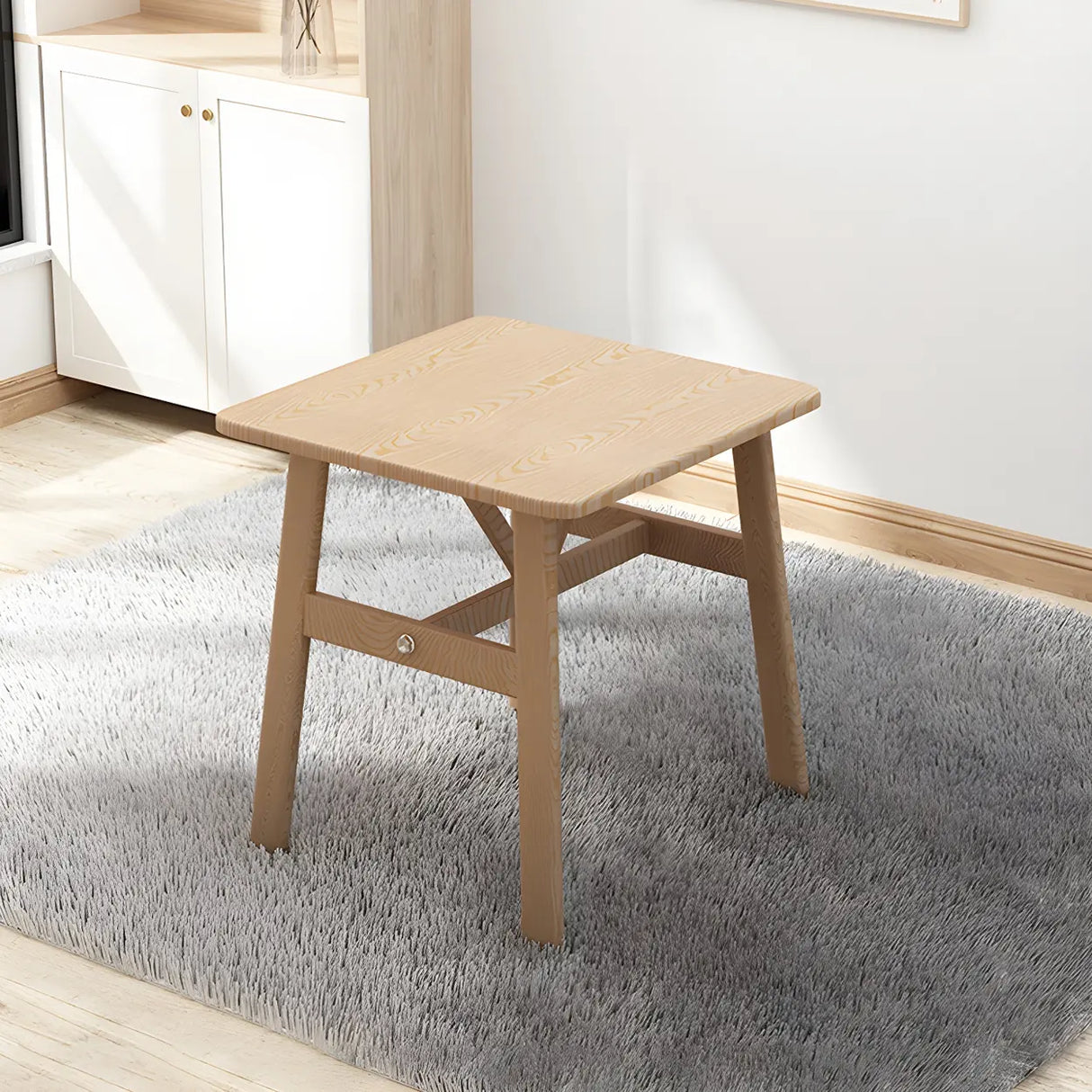 Scandinavian Square Wooden Natural Dining Table Image - 3