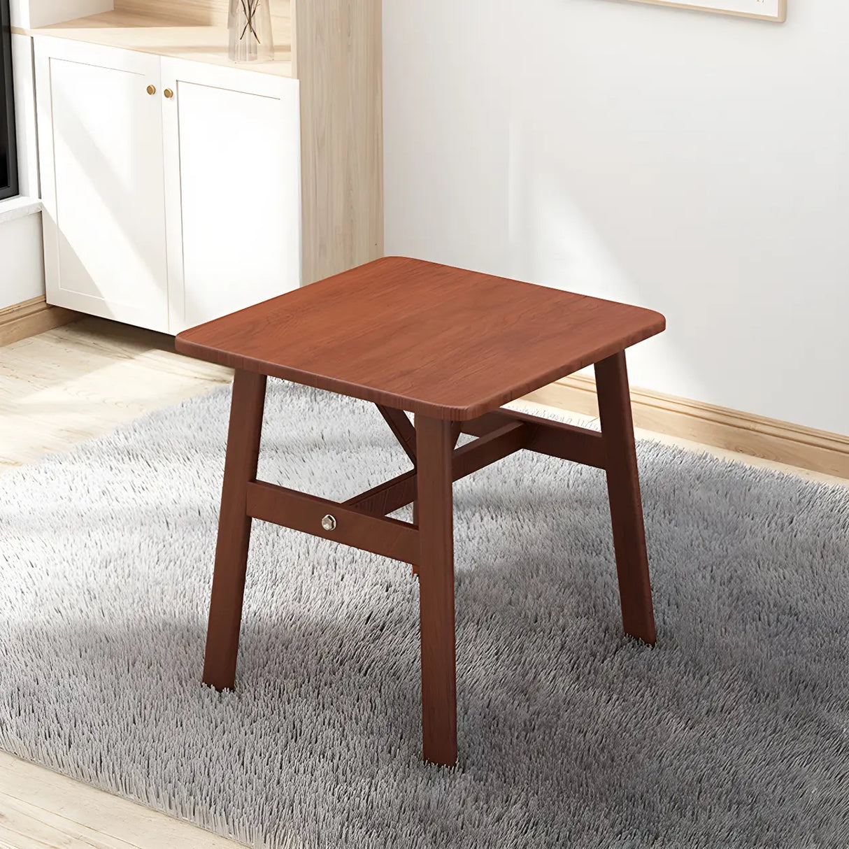 Scandinavian Square Wooden Natural Dining Table Image - 5