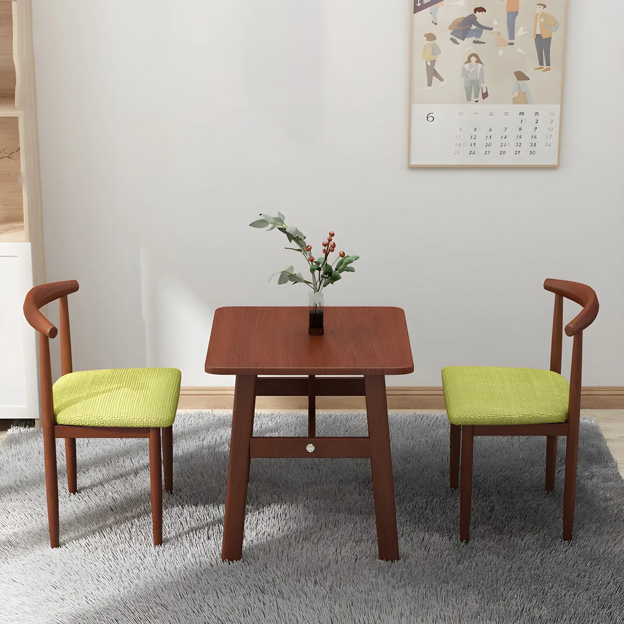 Scandinavian Square Wooden Natural Dining Table Image - 7