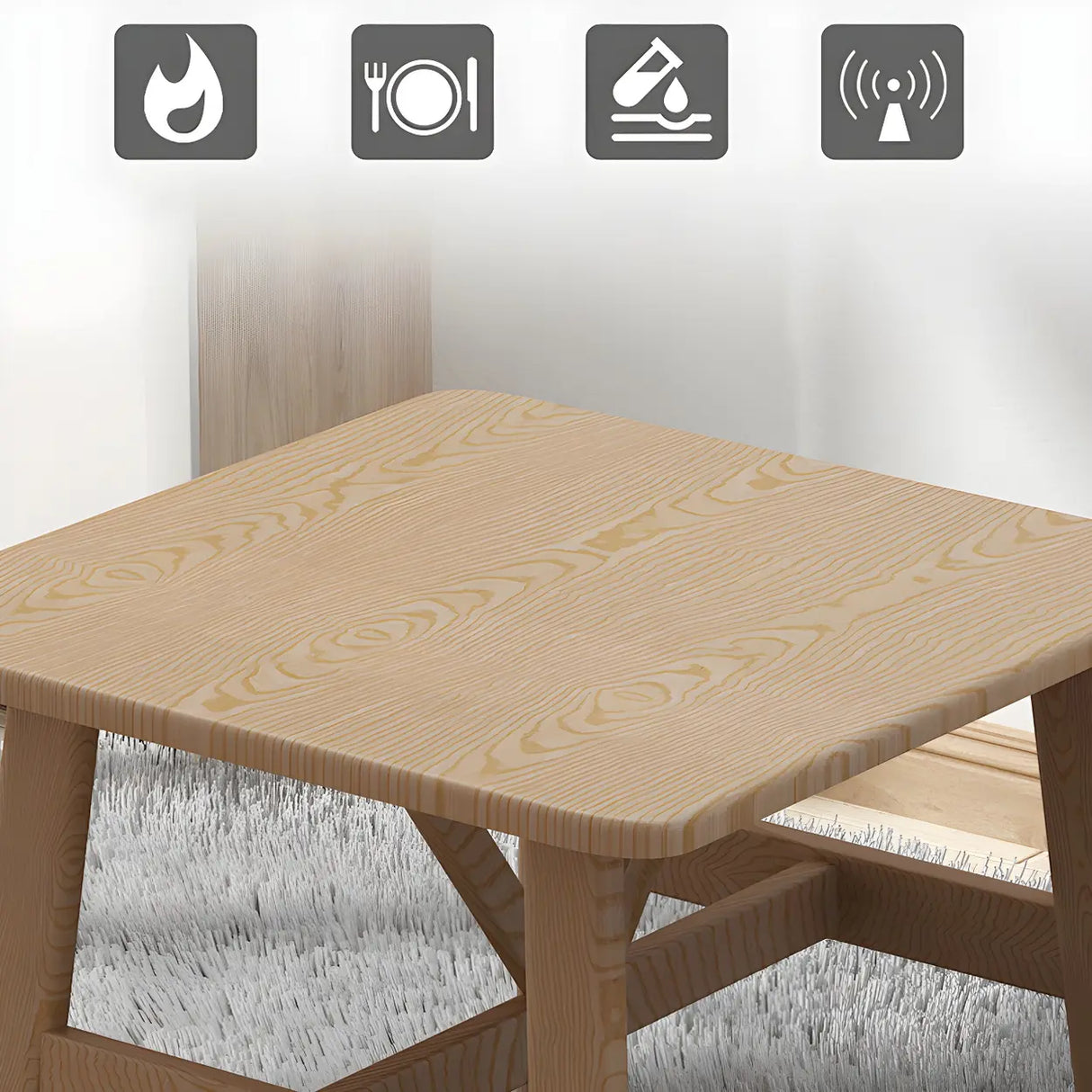 Scandinavian Square Wooden Natural Dining Table Image - 9