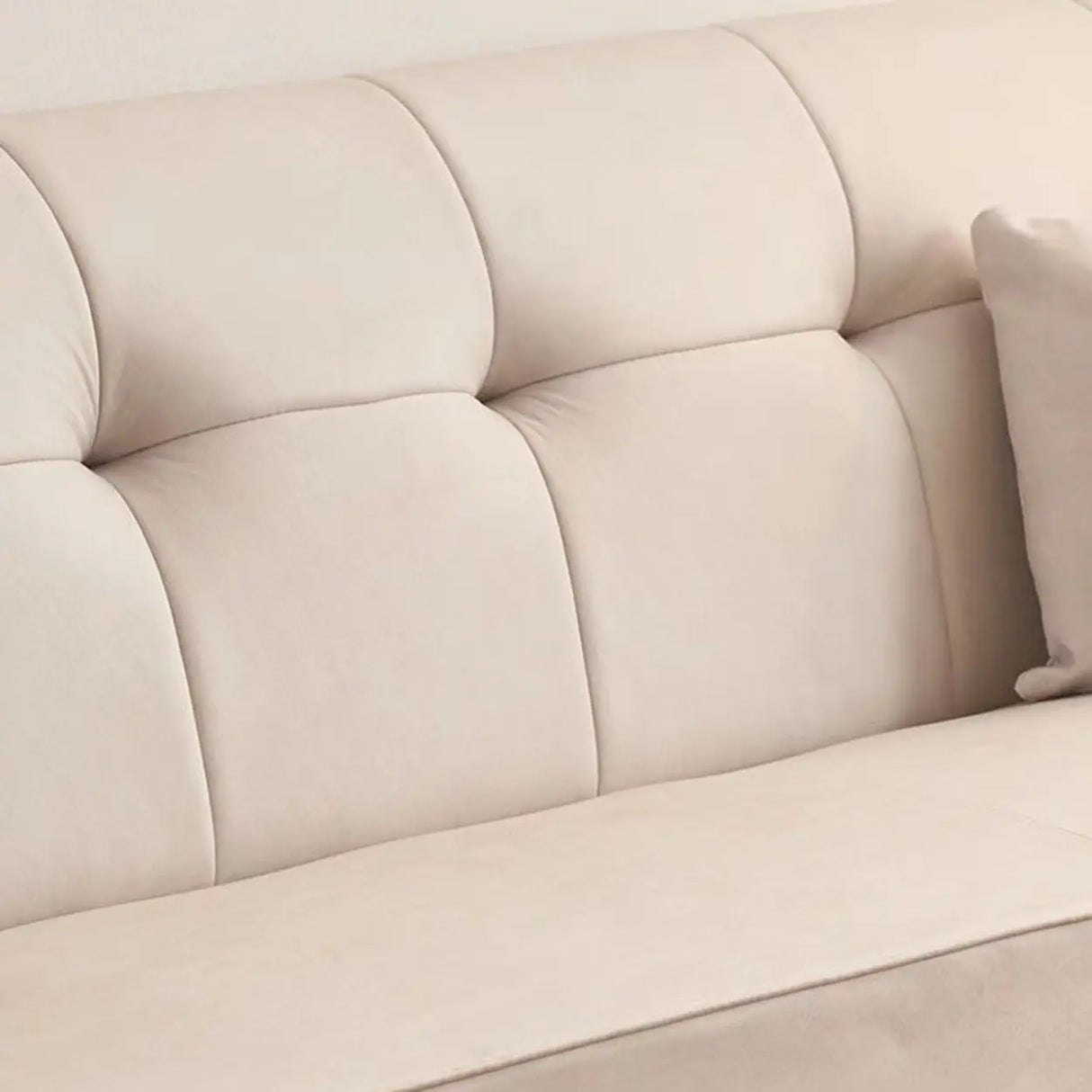 Scandinavian Tech Cloth Tufted Back Rubberwood Leg Sofa Image - 12