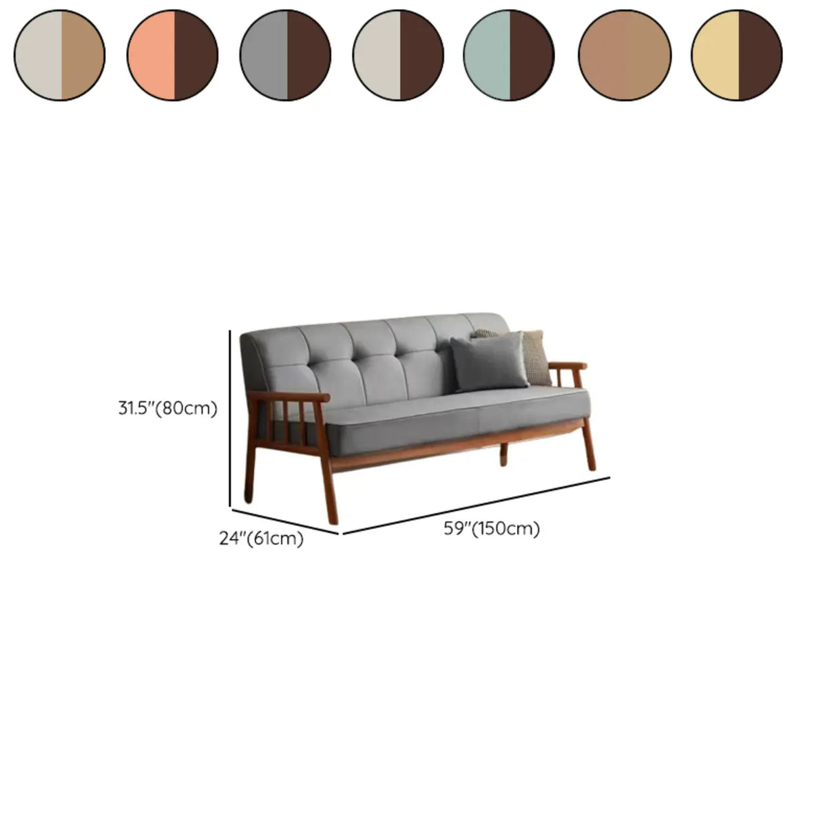 Scandinavian Tech Cloth Tufted Back Rubberwood Leg Sofa Image - 23