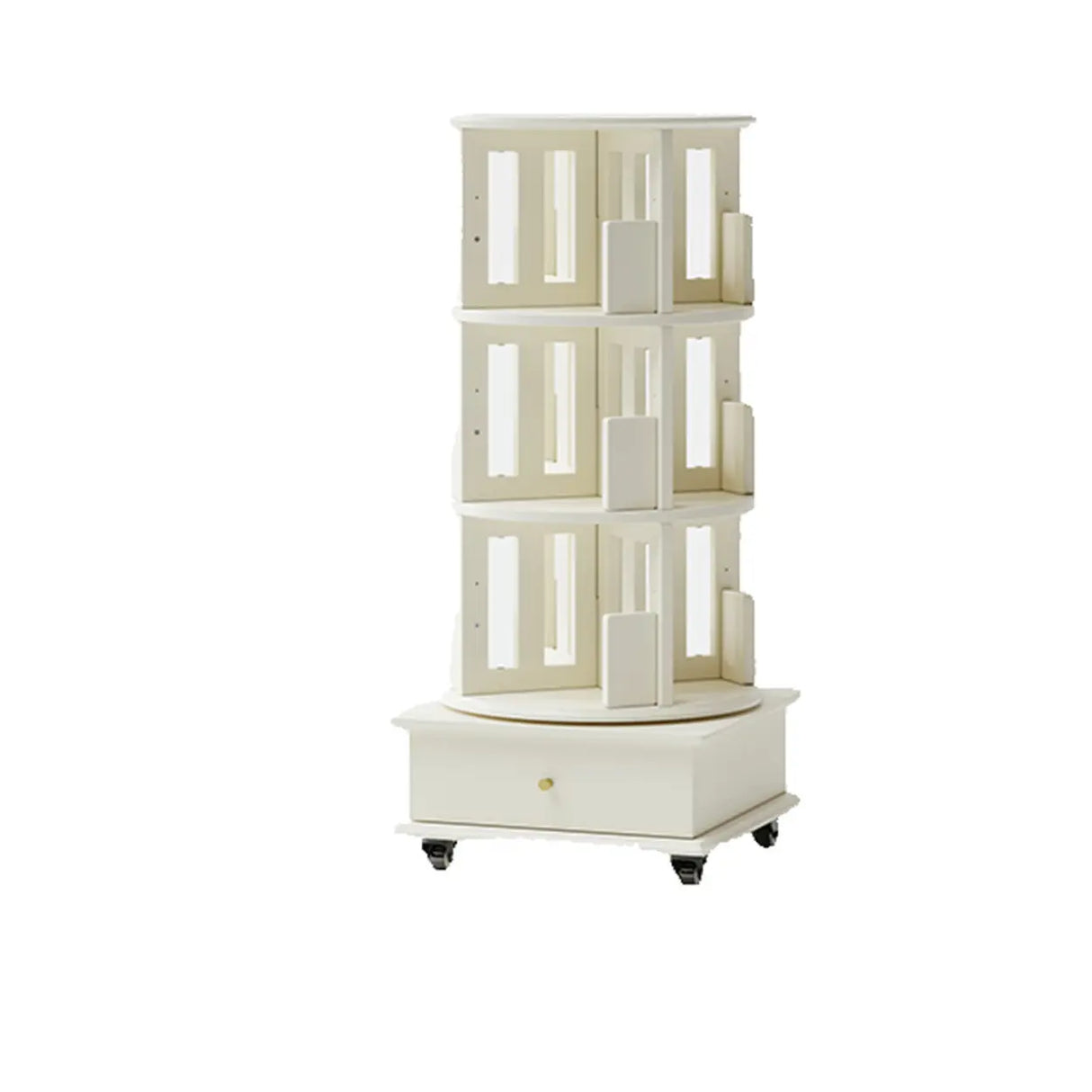 Scandinavian Tiered Shelf Rotating Wood Vertical Corner Bookshelf Image - 10