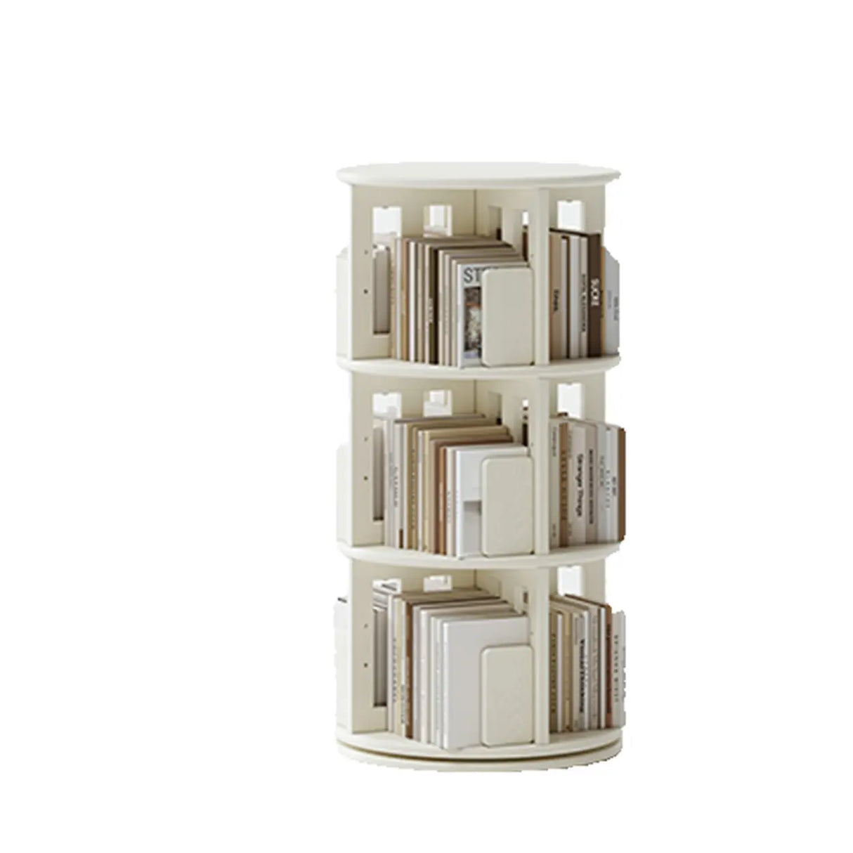 Scandinavian Tiered Shelf Rotating Wood Vertical Corner Bookshelf Image - 2