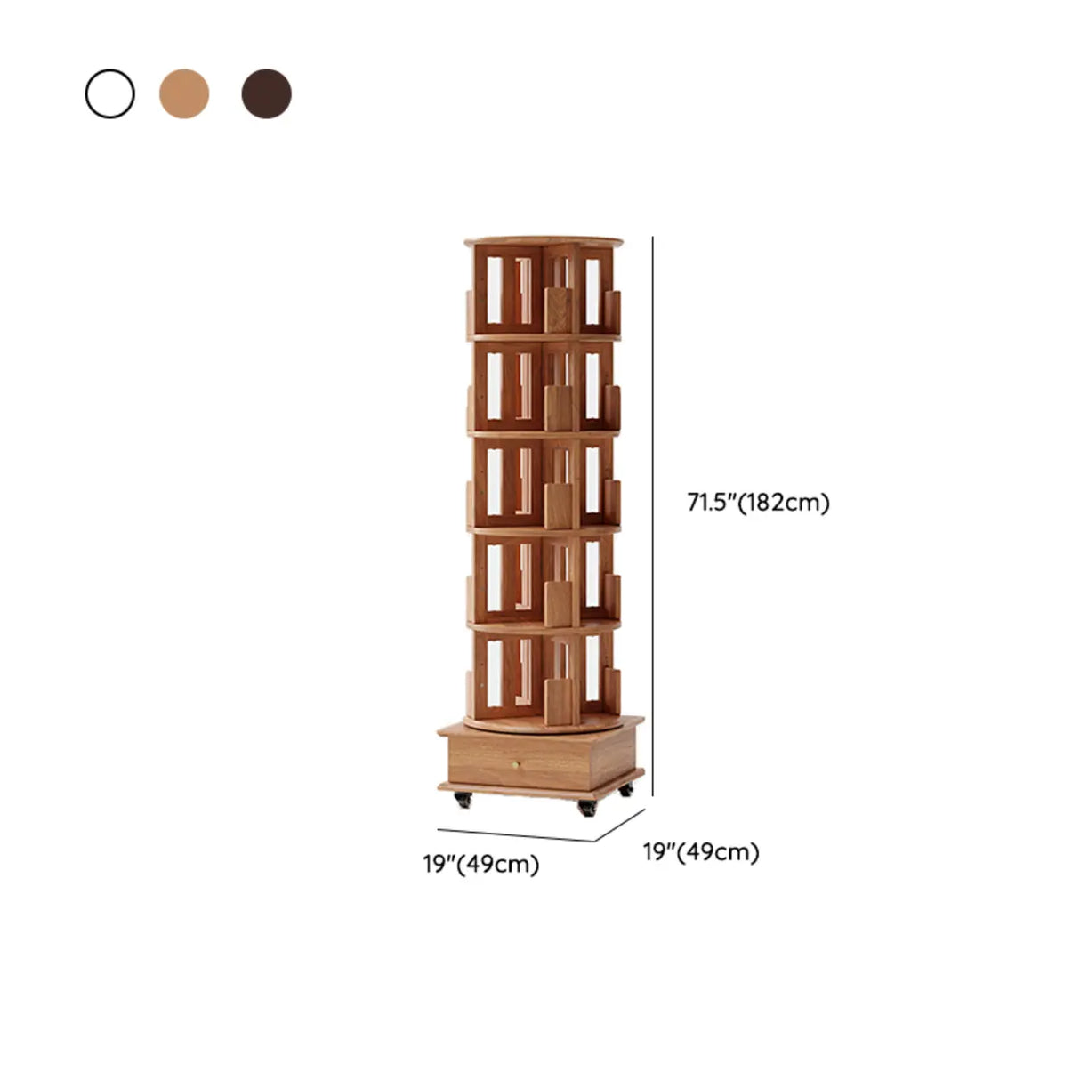 Scandinavian Tiered Shelf Rotating Wood Vertical Corner Bookshelf