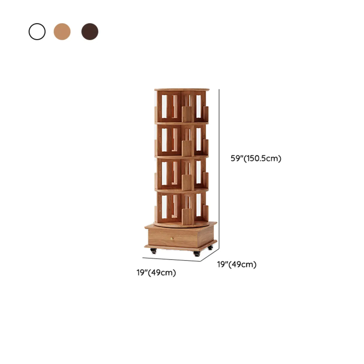 Scandinavian Tiered Shelf Rotating Wood Vertical Corner Bookshelf Image - 29