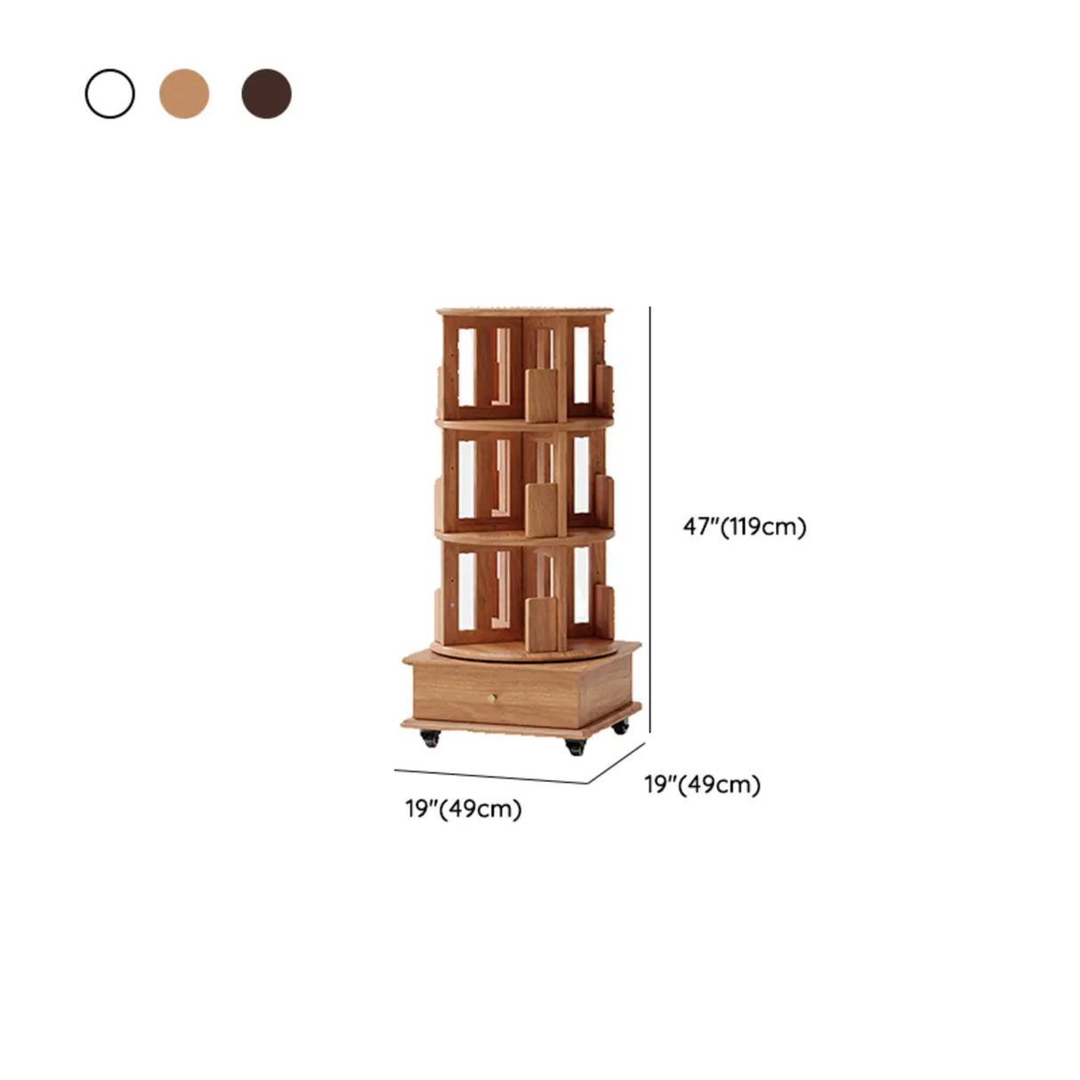 Scandinavian Tiered Shelf Rotating Wood Vertical Corner Bookshelf Image - 30