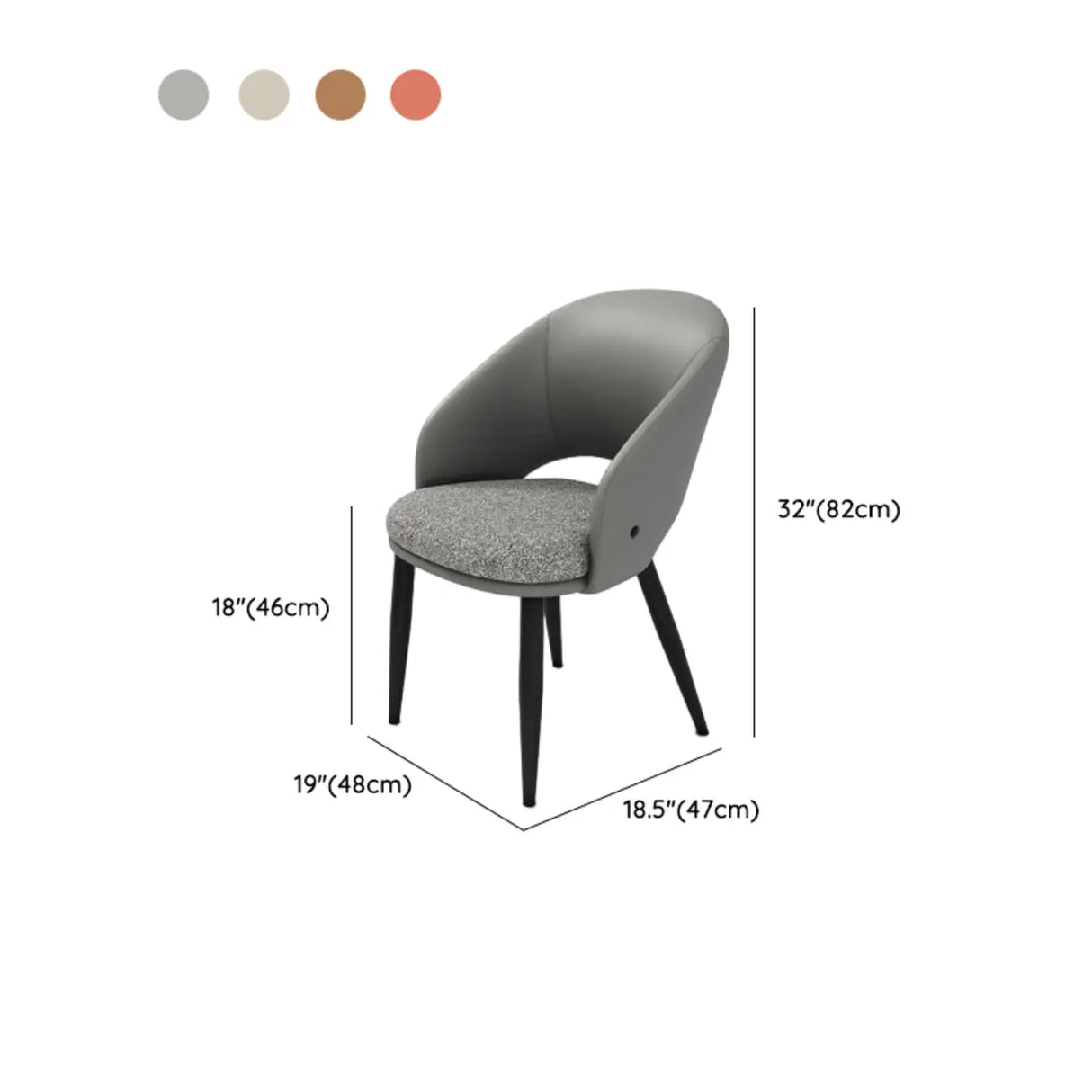 Scandinavian Upholstered Arm Dining Chair with Padded Seat