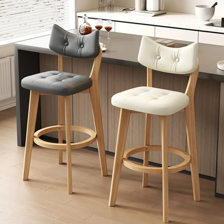 Scandinavian Upholstered Bar Stool with Curved Back Image - 1