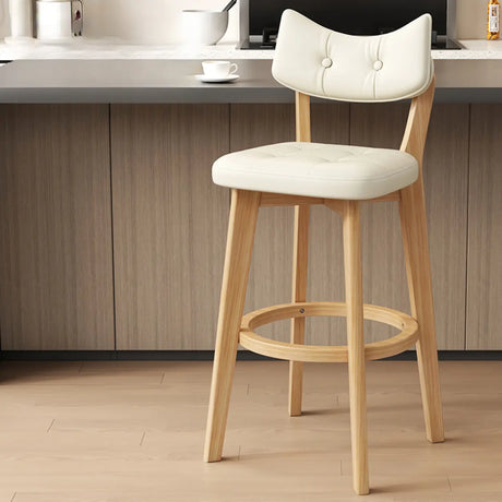 Scandinavian Upholstered Bar Stool with Curved Back Image - 2