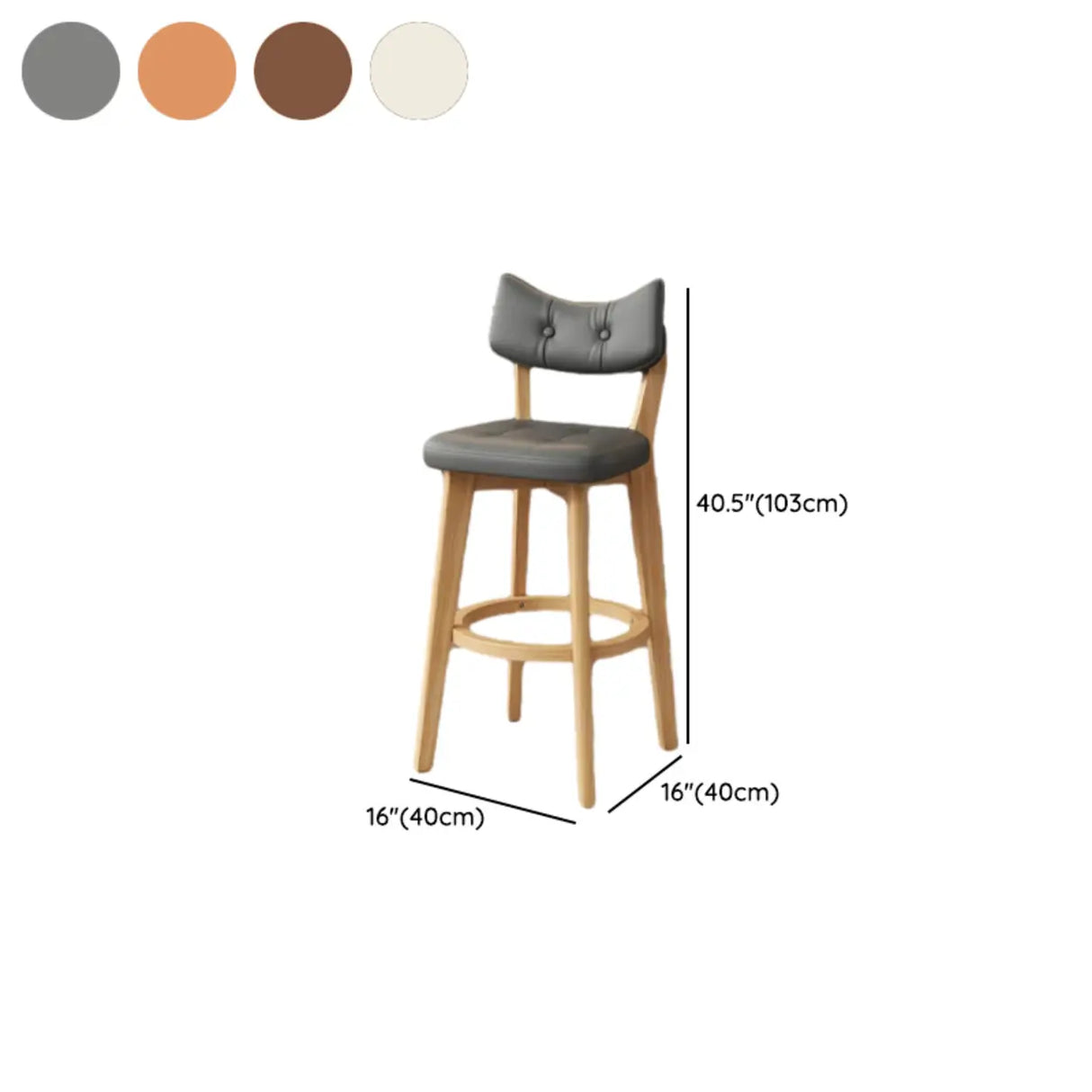 Scandinavian Upholstered Bar Stool with Curved Back