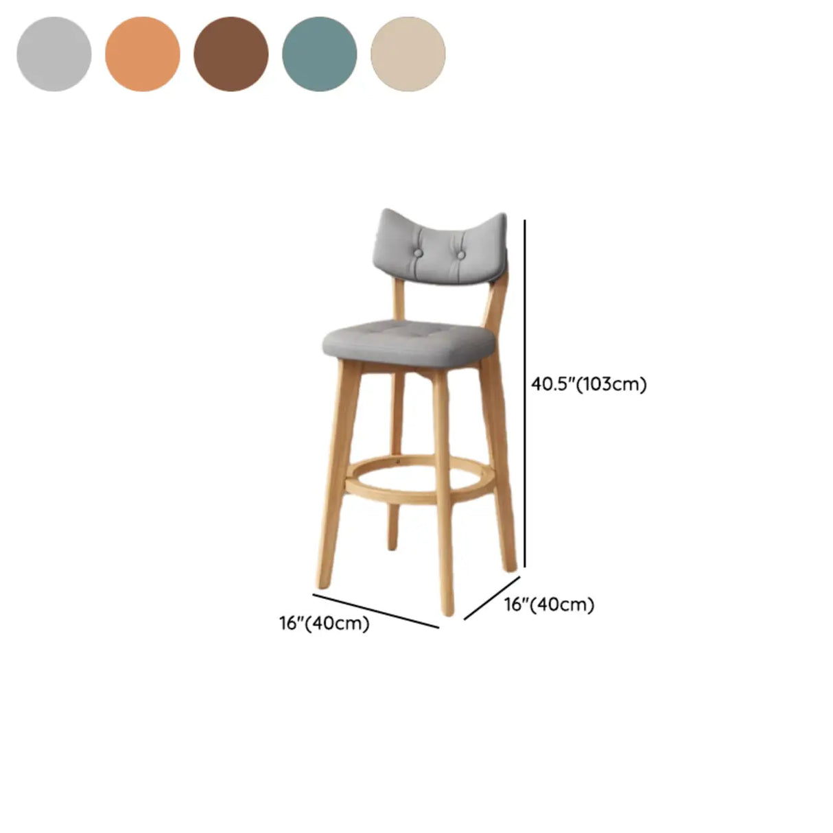 Scandinavian Upholstered Bar Stool with Curved Back Image - 30