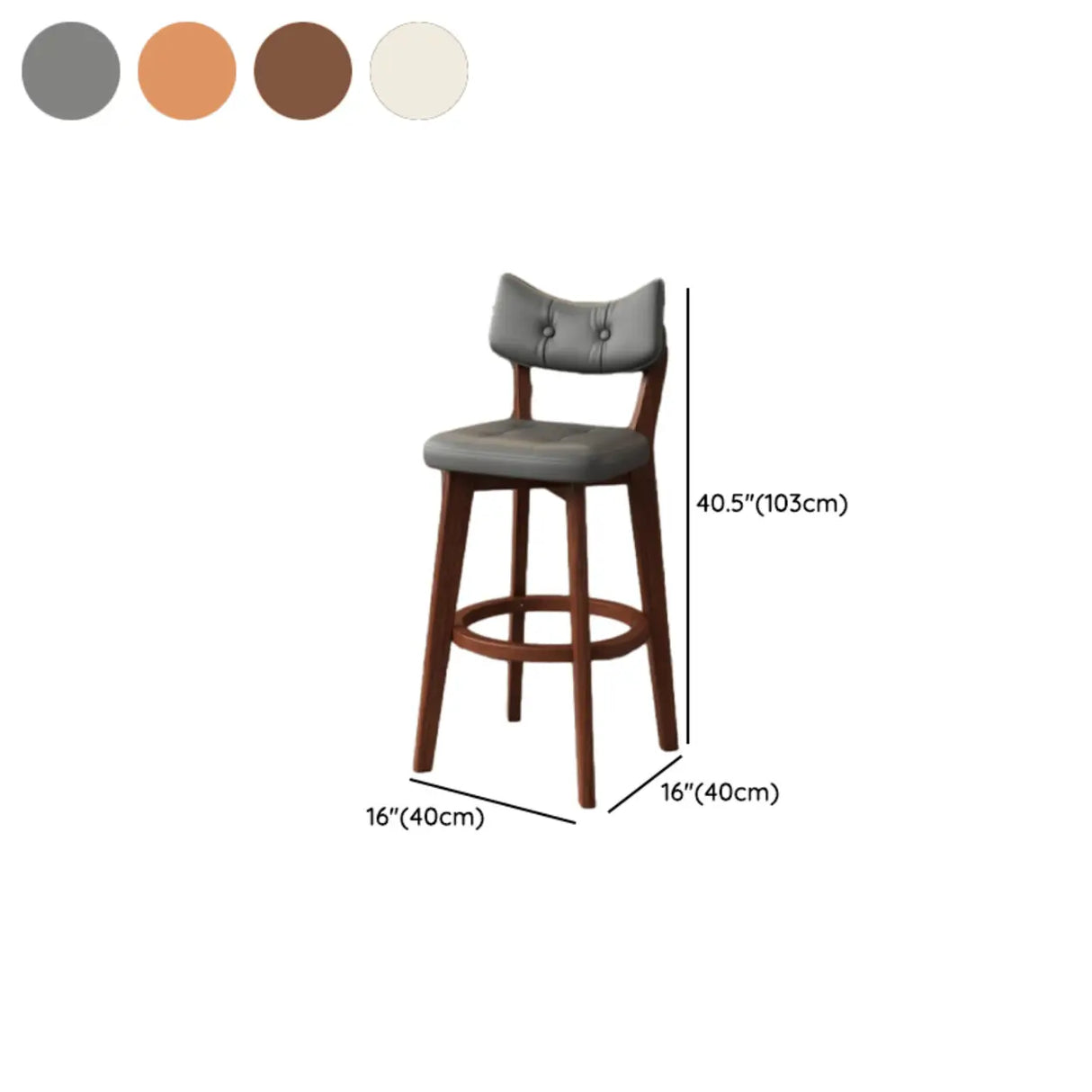 Scandinavian Upholstered Bar Stool with Curved Back Image - 31