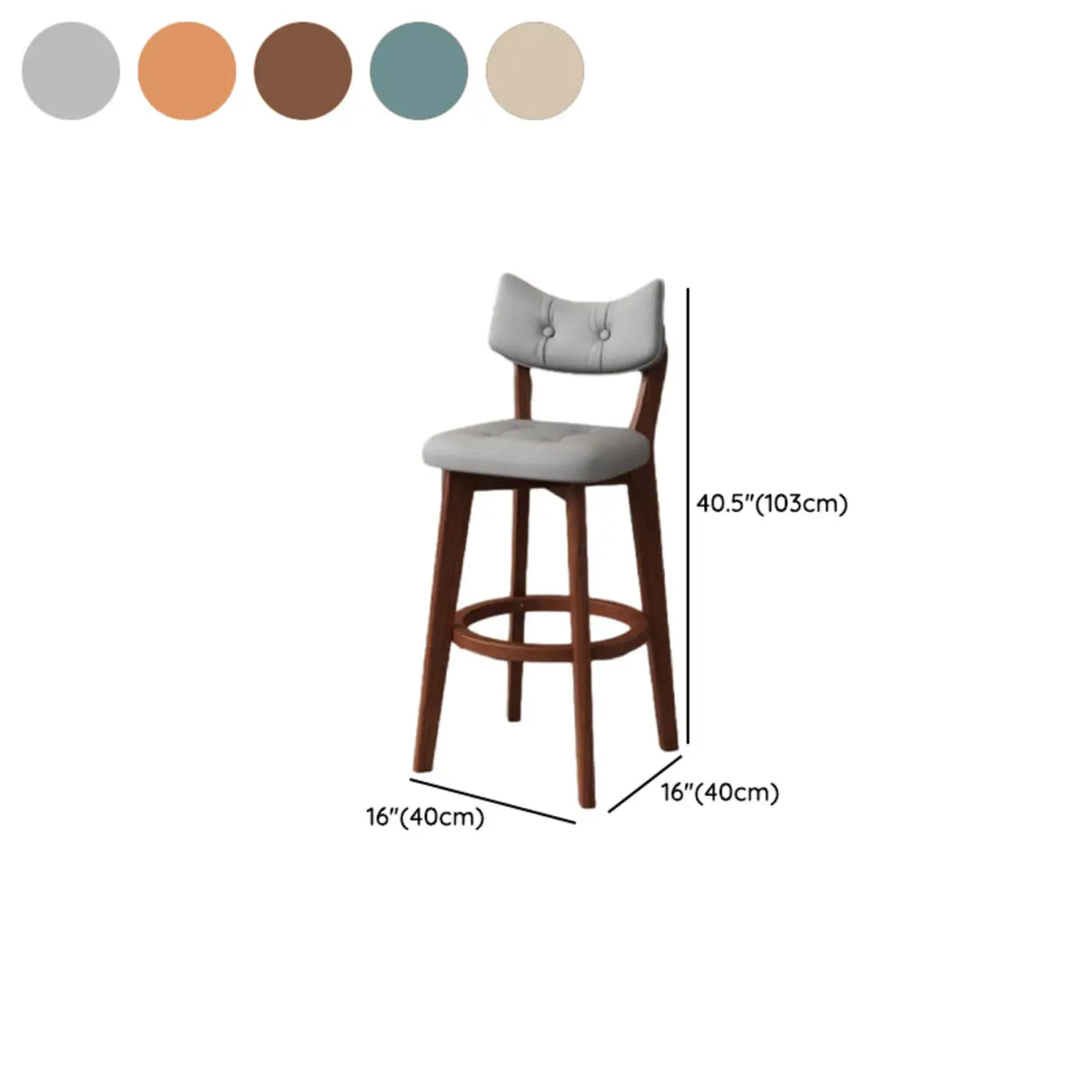 Scandinavian Upholstered Bar Stool with Curved Back Image - 32