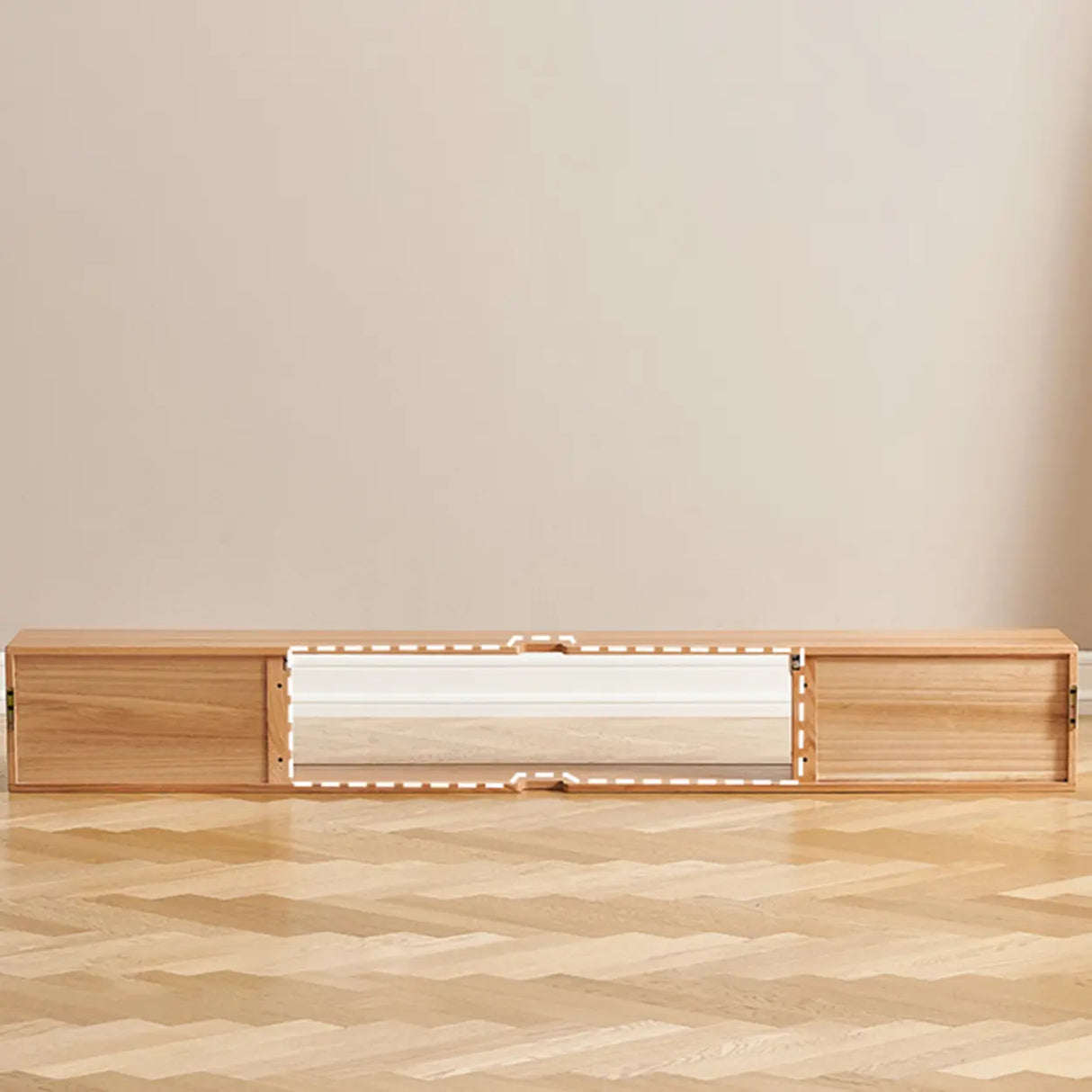 Scandinavian Wall-Mounted Wood TV Stand with Cabinet Image - 8