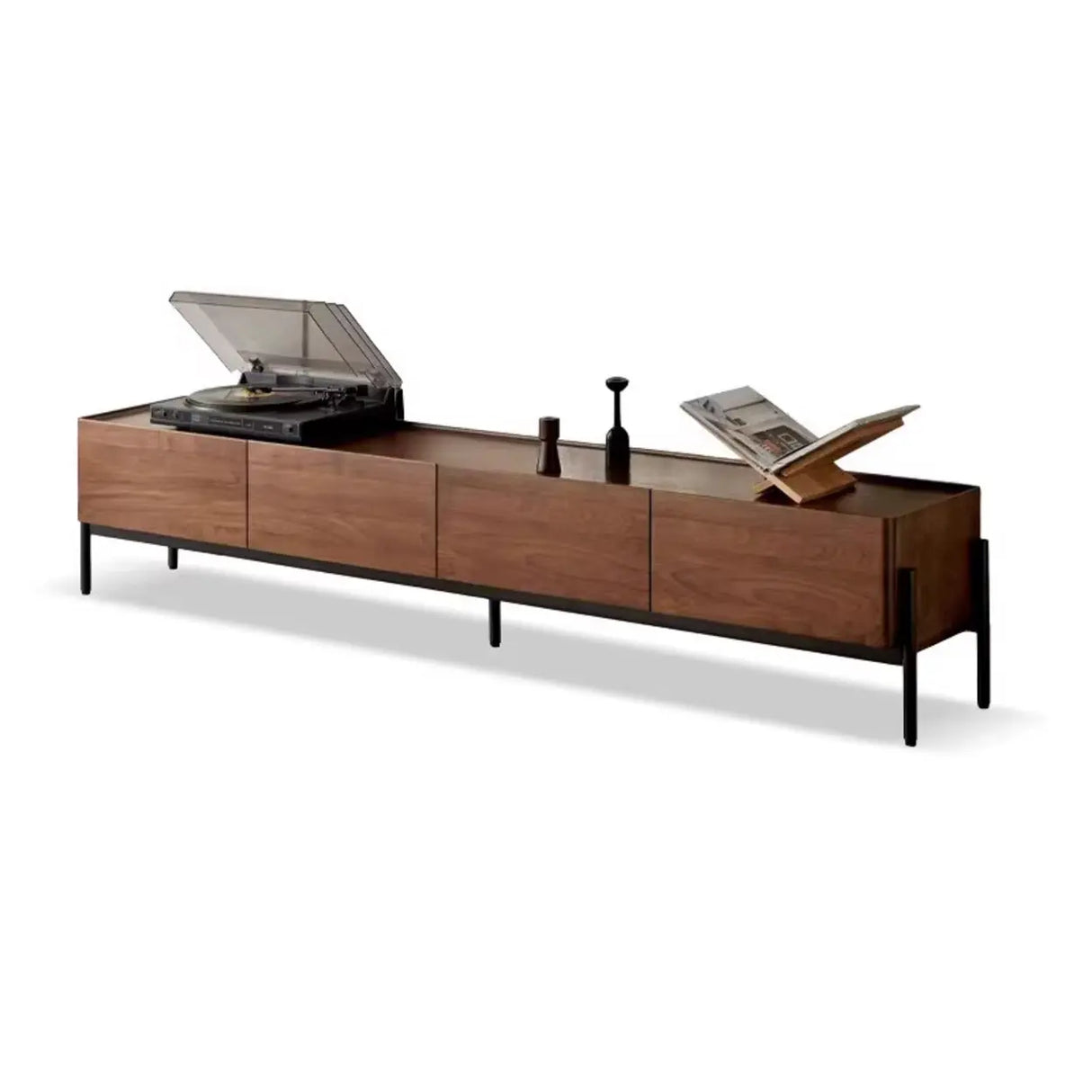 Scandinavian Walnut Sideboard with Drawers TV Stand Image - 2