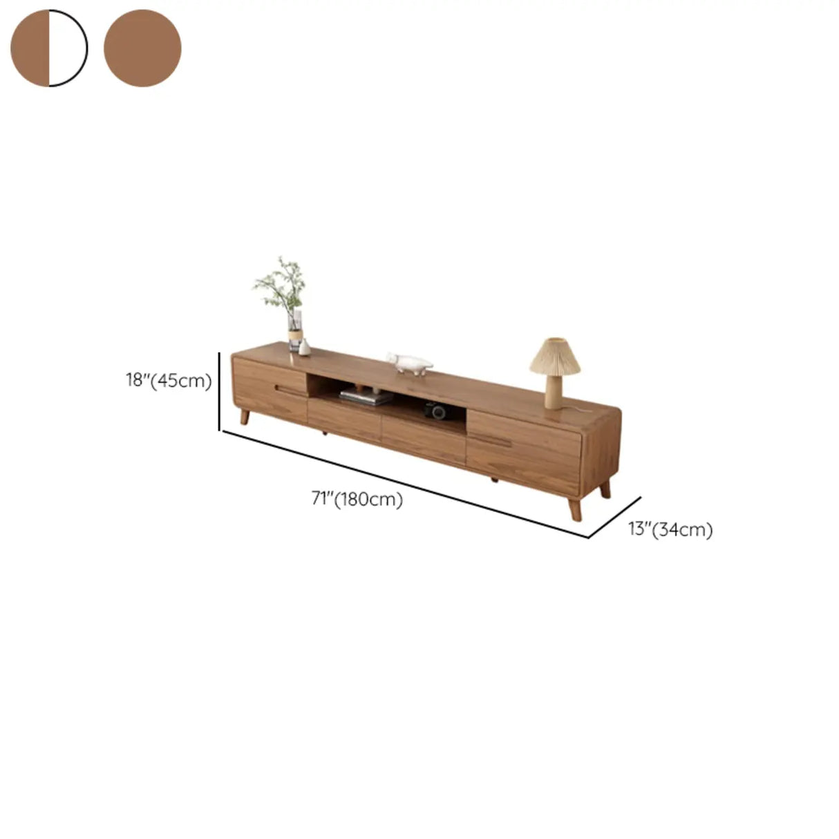 Scandinavian Walnut Wood TV Stand with Cabinet Storage Image - 12