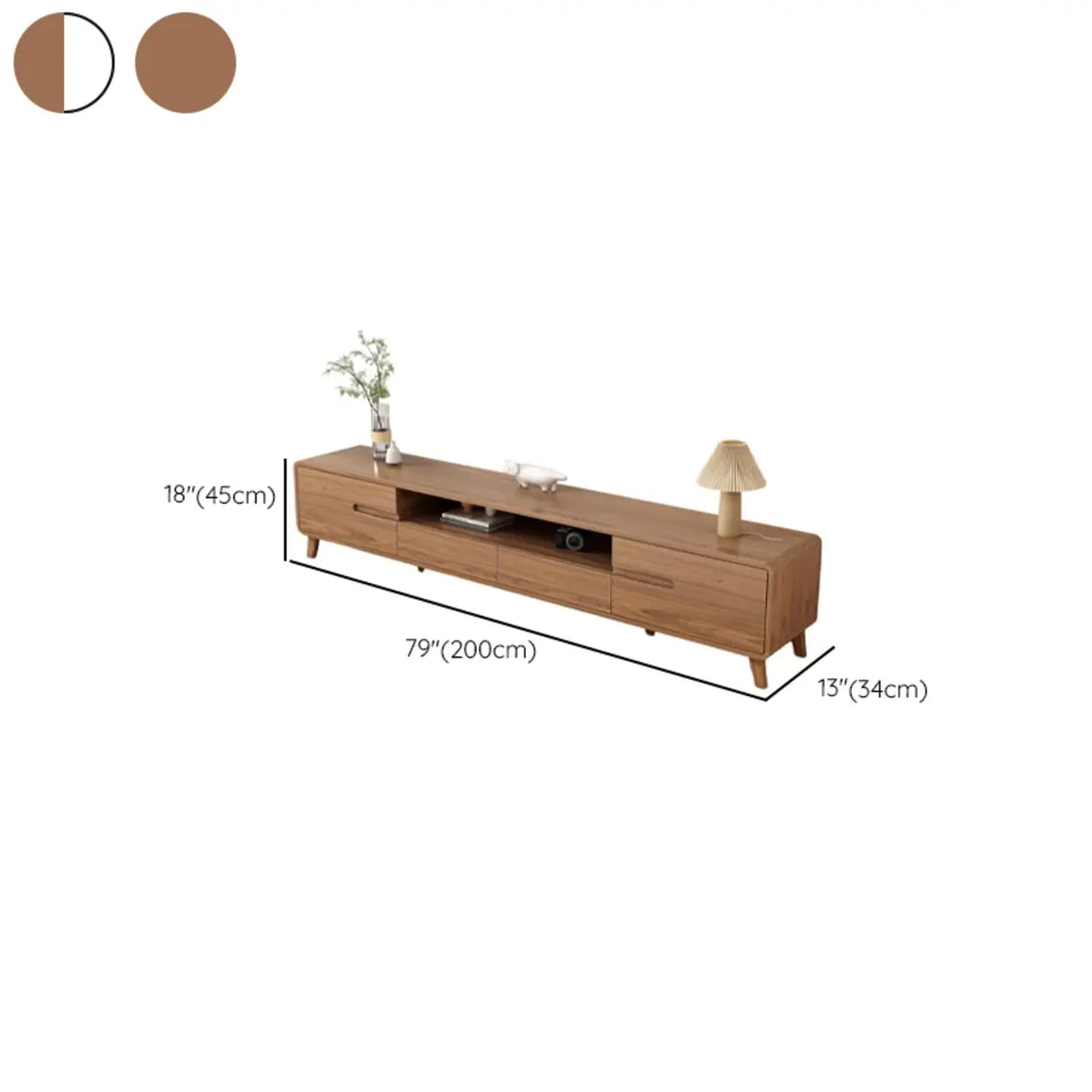 Scandinavian Walnut Wood TV Stand with Cabinet Storage Image - 13