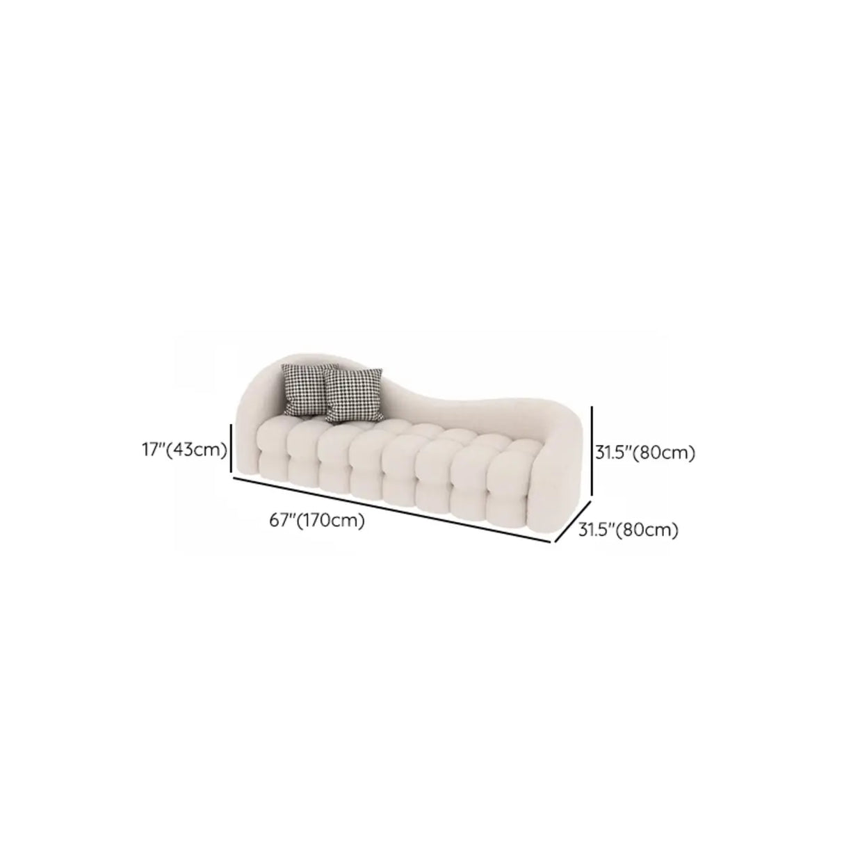 Scandinavian White Sherpa Fabric Concealed Support Sofa Image - 13