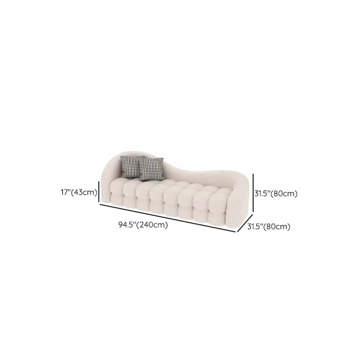 Scandinavian White Sherpa Fabric Concealed Support Sofa Image - 15