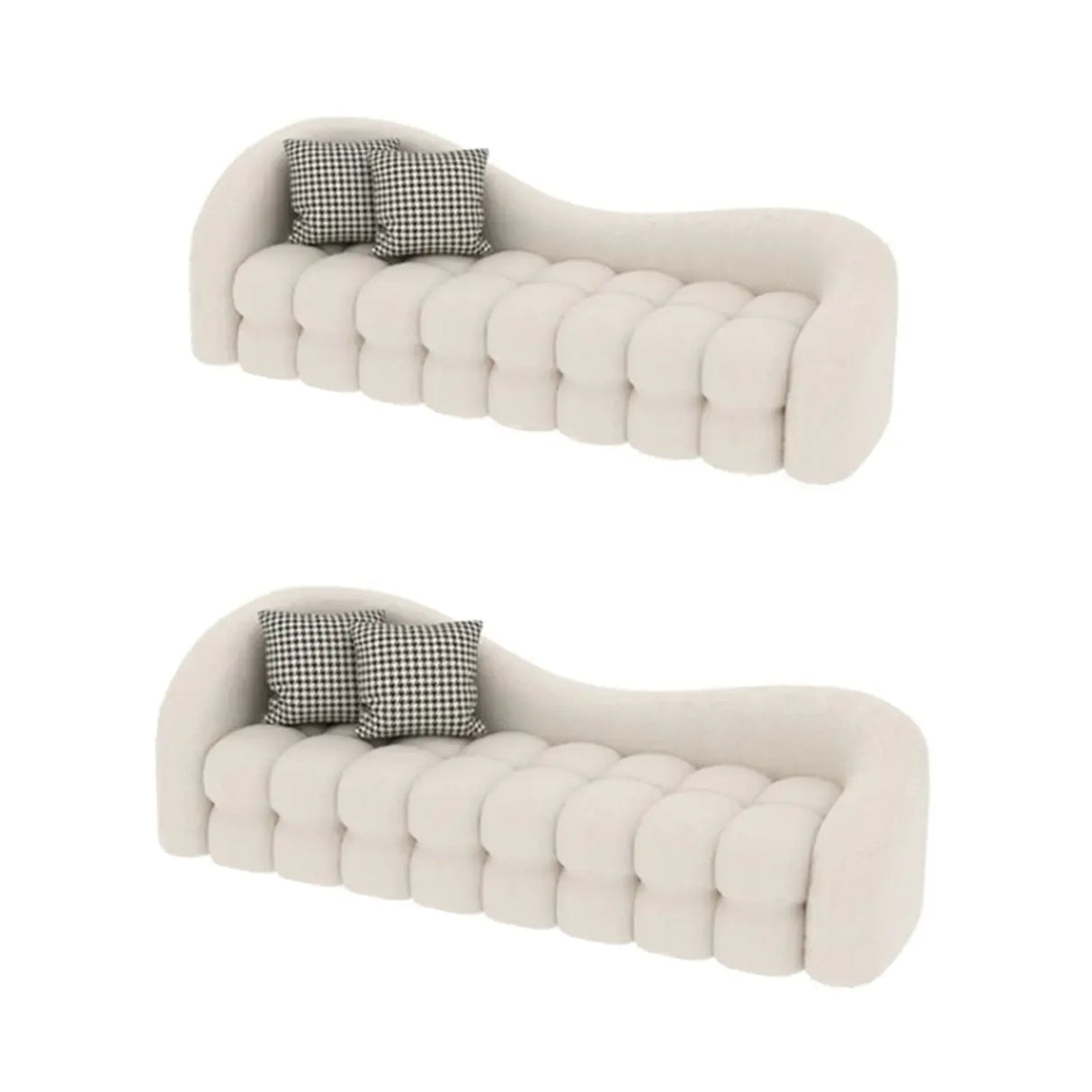 Scandinavian White Sherpa Fabric Concealed Support Sofa Image - 6