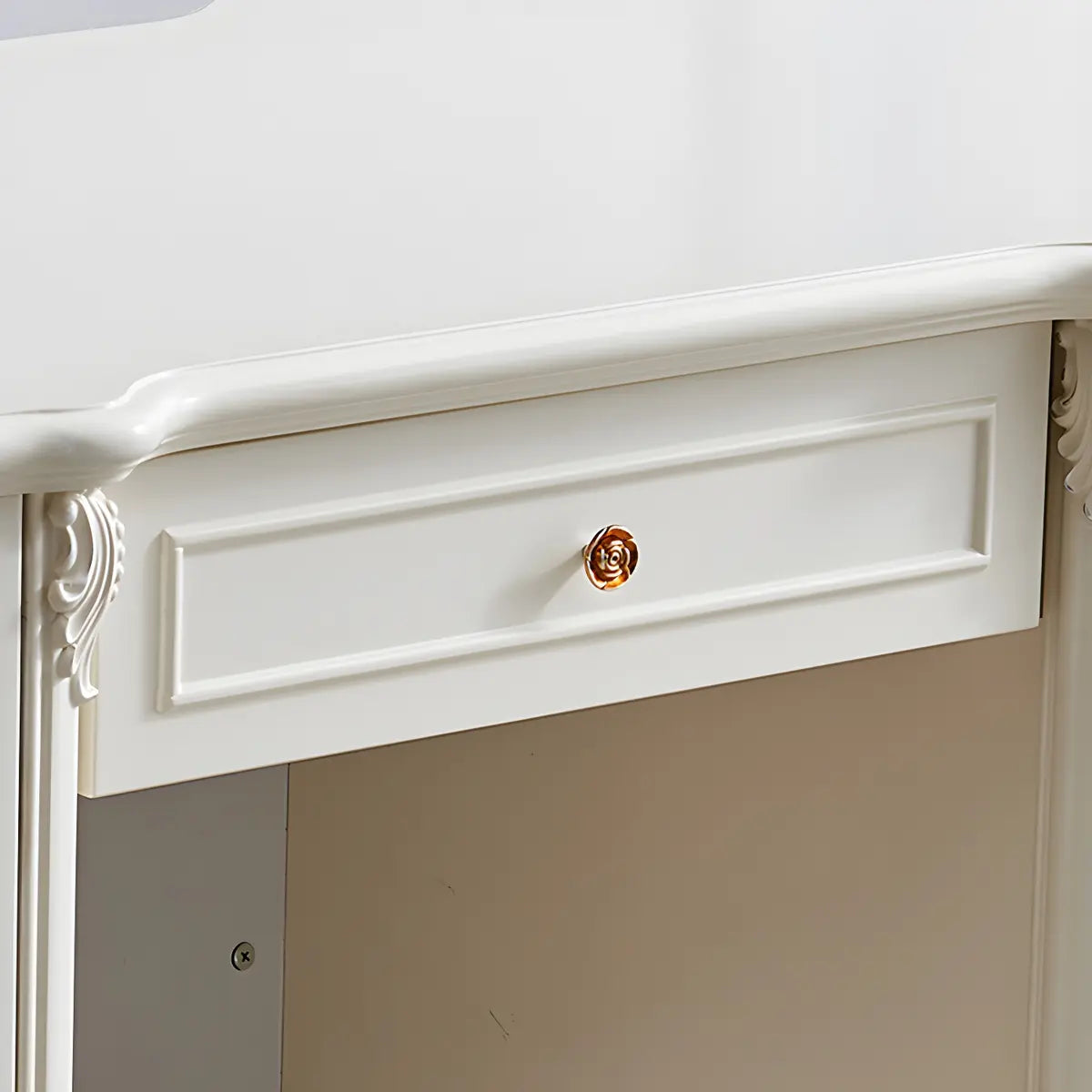 Scandinavian White Wood Drawers Storage Computer Desk Image - 7