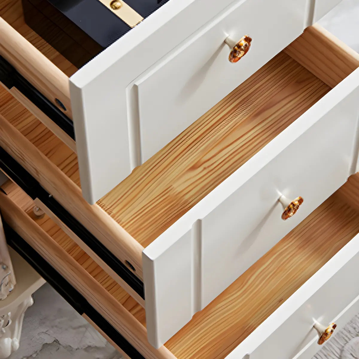 Scandinavian White Wood Drawers Storage Computer Desk Image - 9