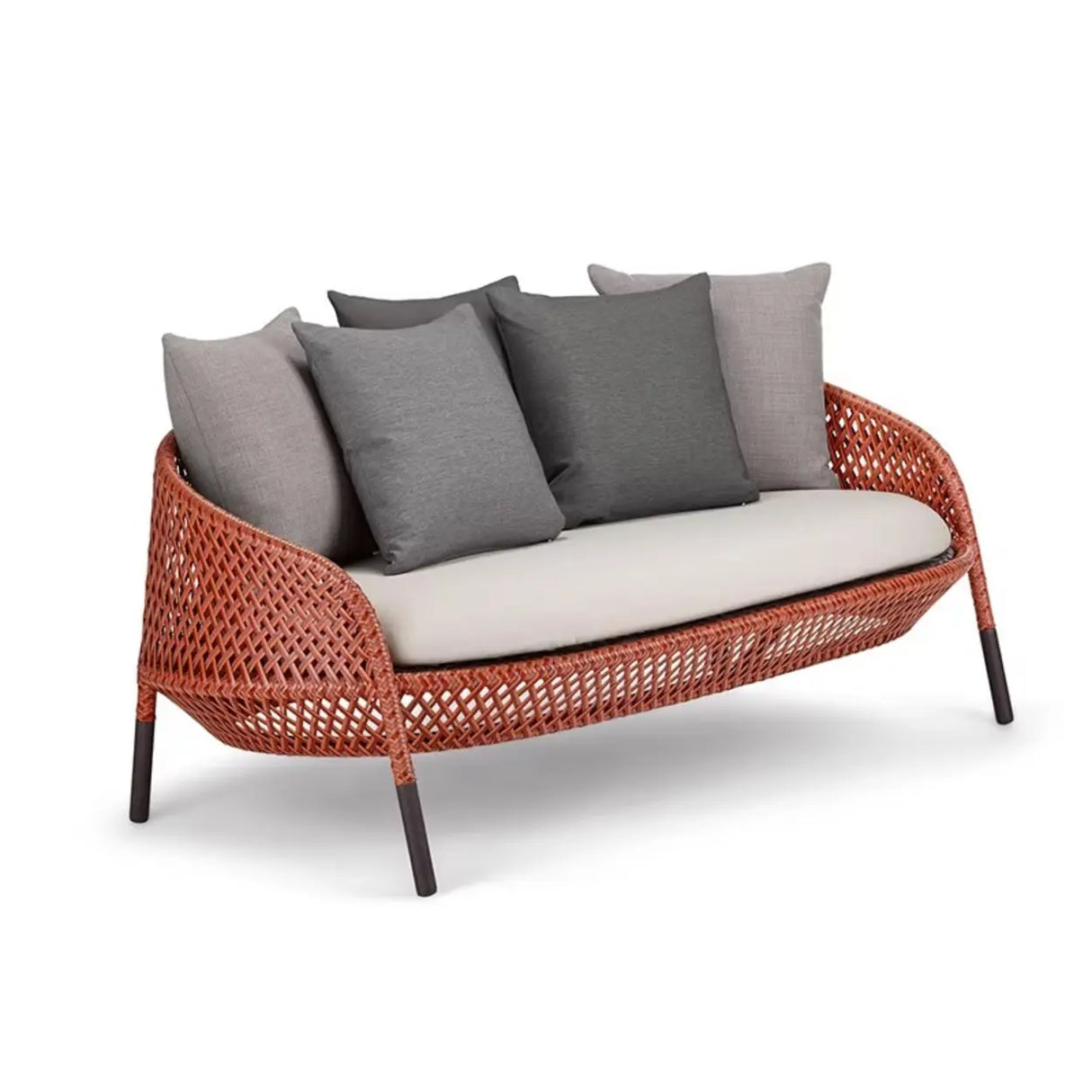 Scandinavian Wicker Gray Patio Sofa Set with Cushions Image - 12