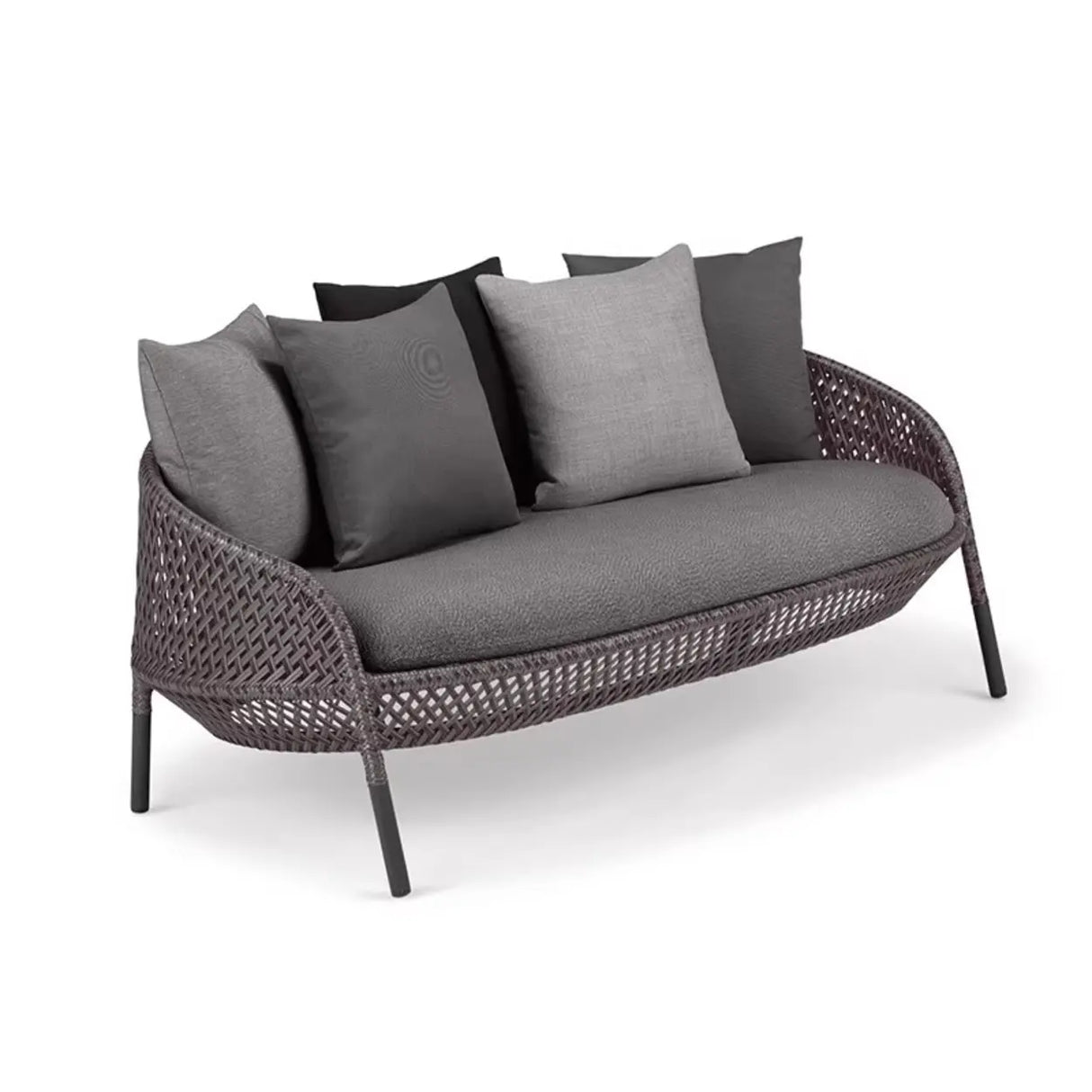 Scandinavian Wicker Gray Patio Sofa Set with Cushions Image - 13