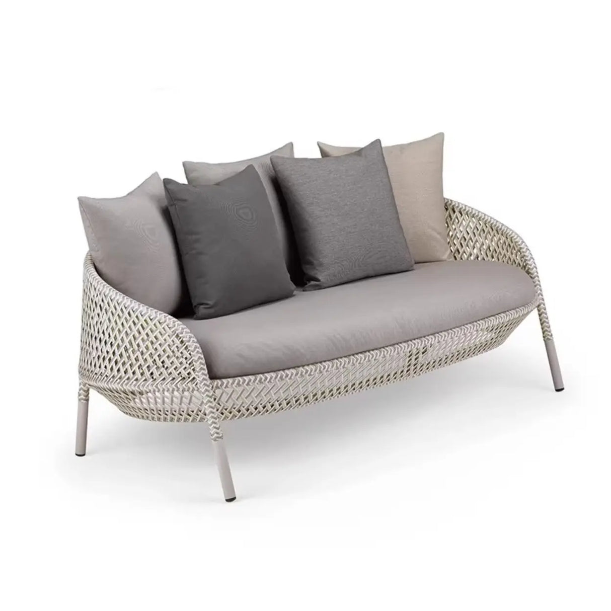 Scandinavian Wicker Gray Patio Sofa Set with Cushions Image - 14
