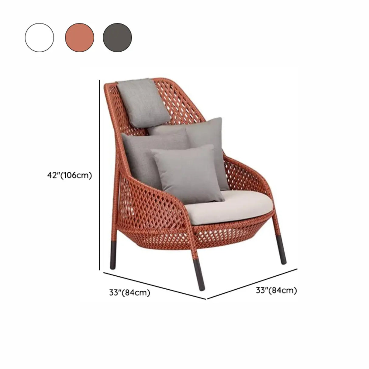 Scandinavian Wicker Gray Patio Sofa Set with Cushions