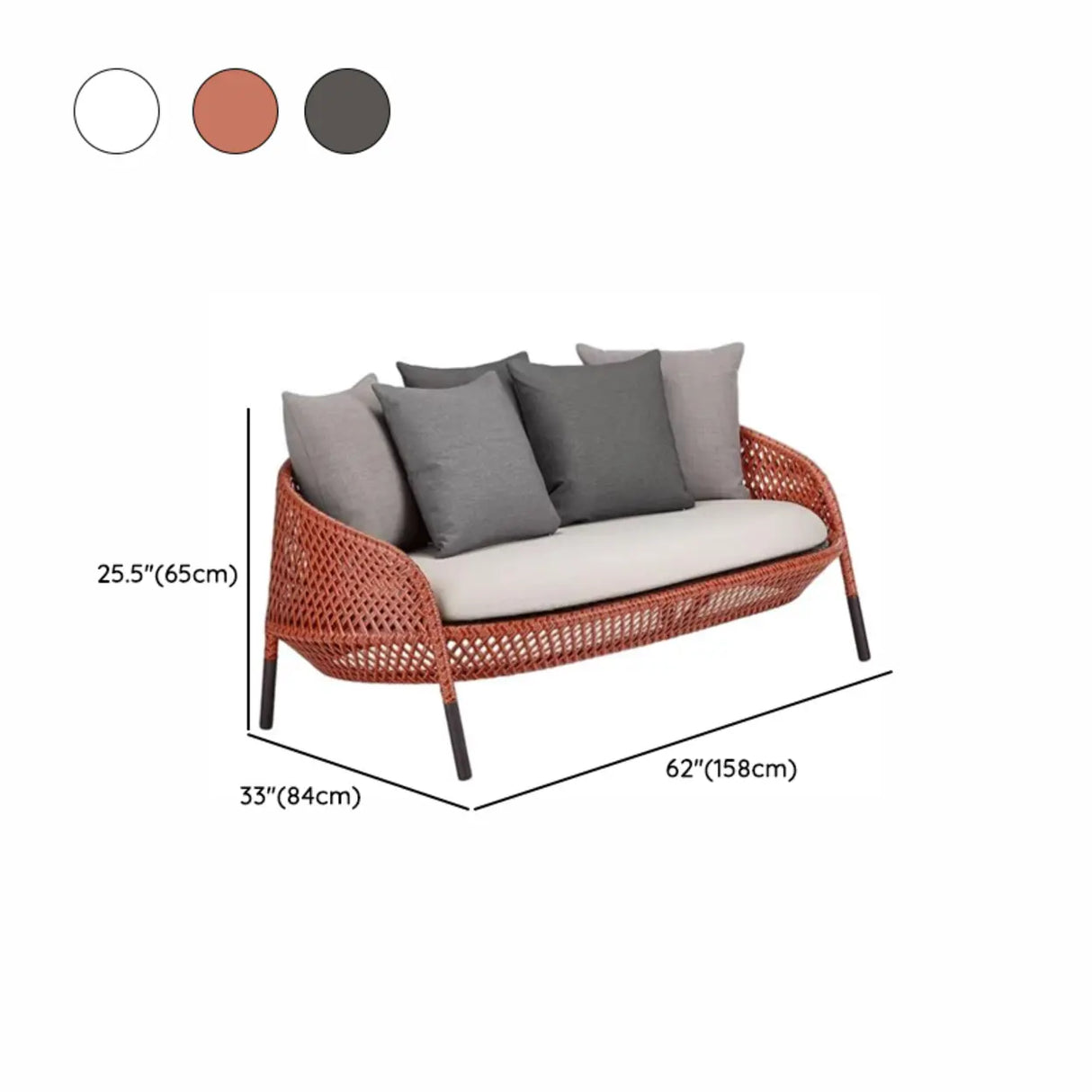 Scandinavian Wicker Gray Patio Sofa Set with Cushions Image - 20