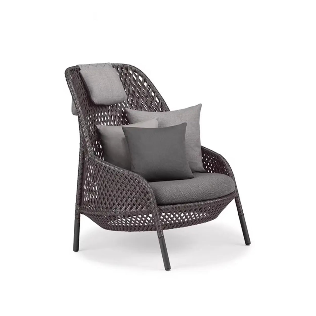 Scandinavian Wicker Gray Patio Sofa Set with Cushions Image - 3