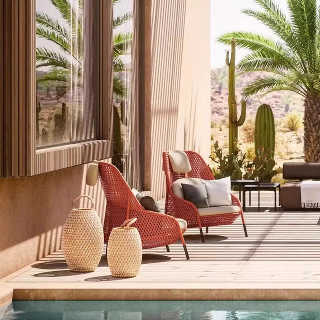 Scandinavian Wicker Gray Patio Sofa Set with Cushions Image - 6