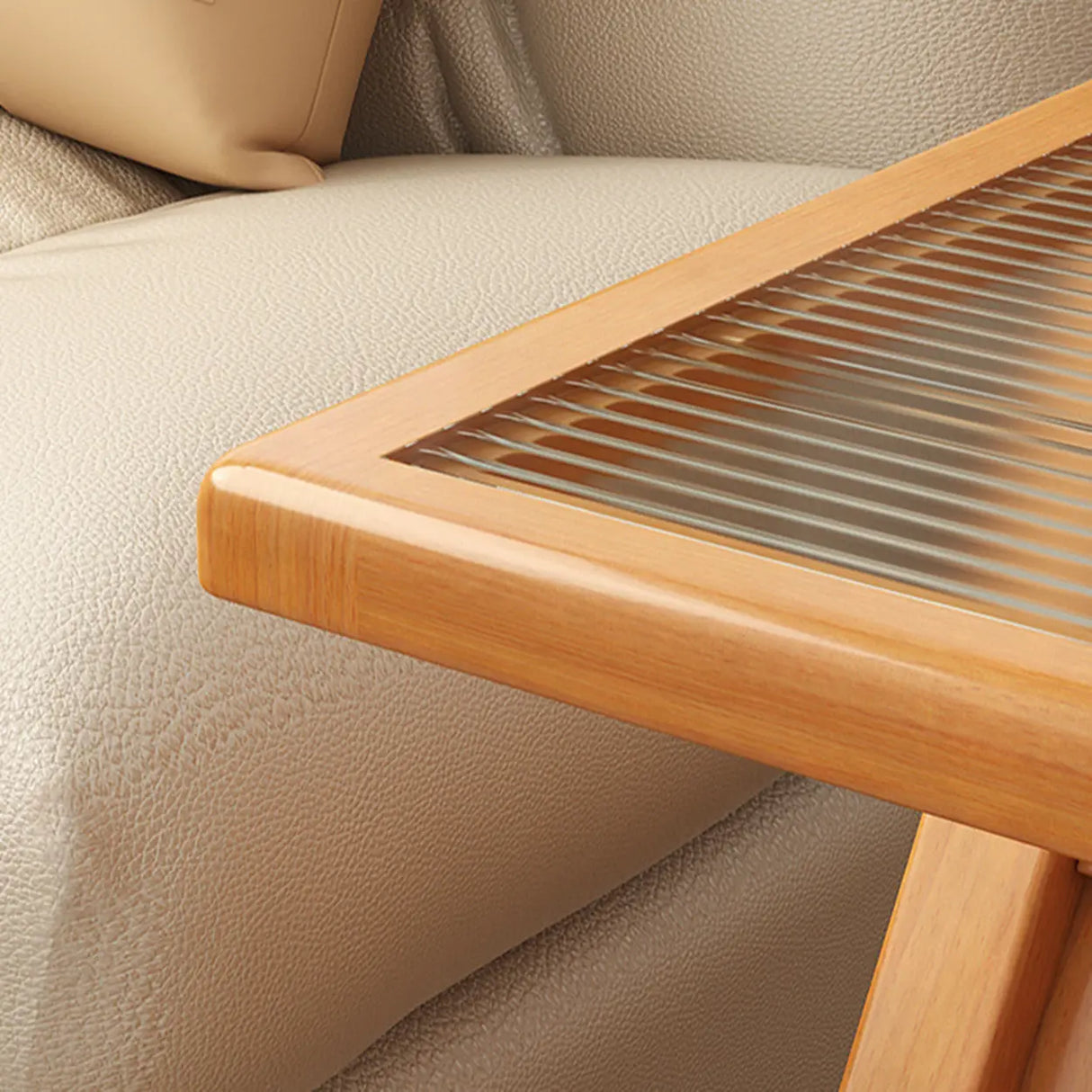 Scandinavian Wood and Glass Side Table with Storage Shelf Image - 11