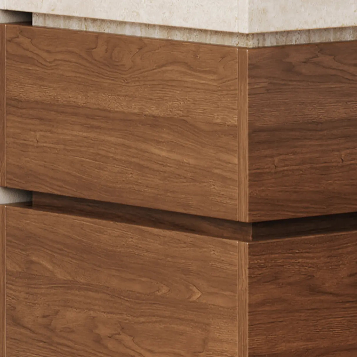 Scandinavian Wood Brown and Beige Nightstand with Drawers Image - 11